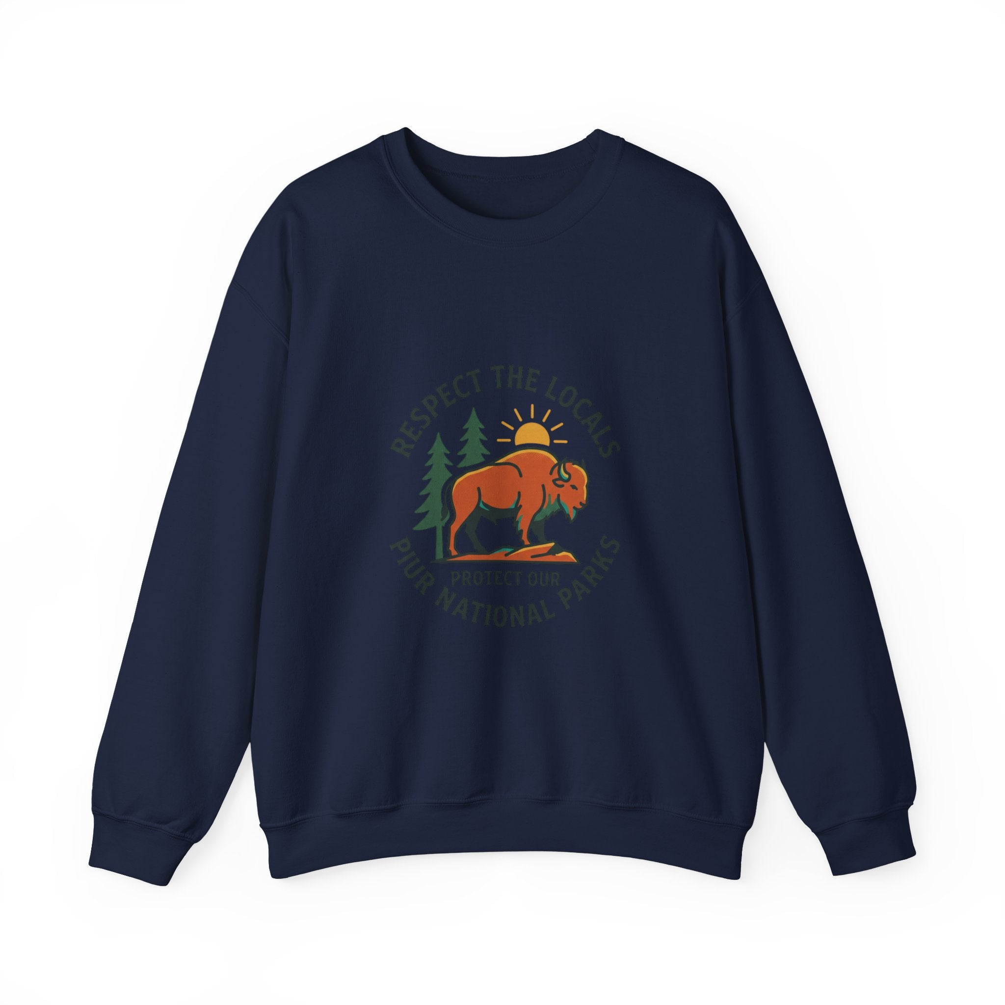 Respect the Locals Buffalo Crewneck Sweatshirt | Protect Our National Parks, hiking