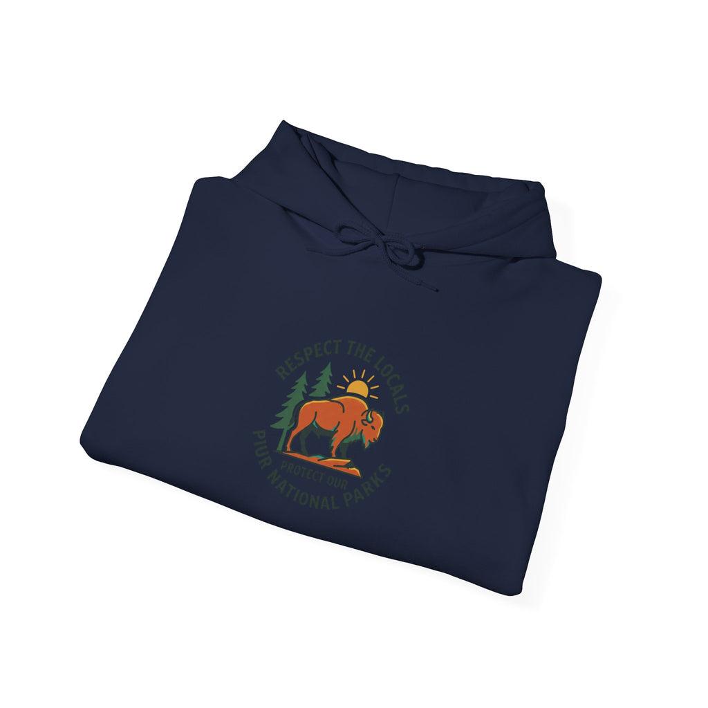 Respect the Locals bison badge Hoodie | Protect Our Parks, national parks, leave no trace