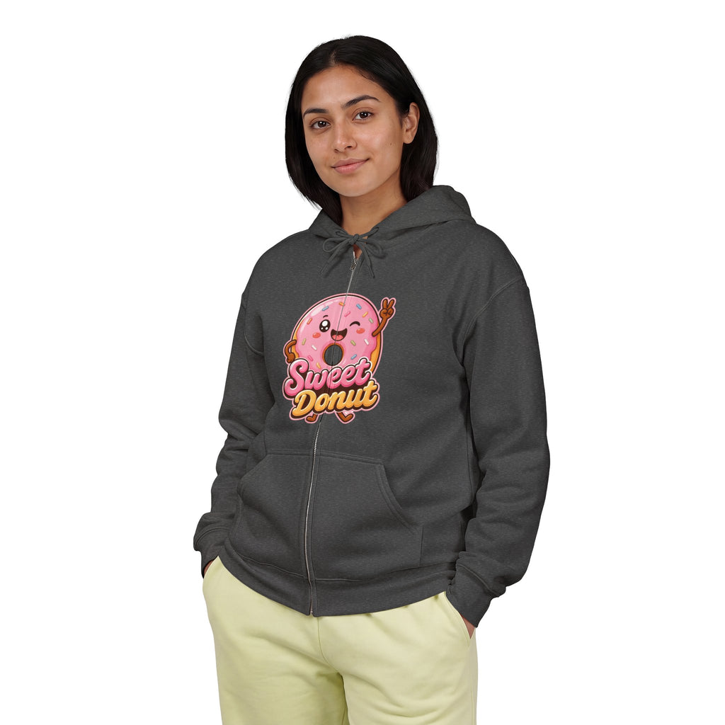 Sweet Donut Graphic Zip-Up Hoodie – Unisex