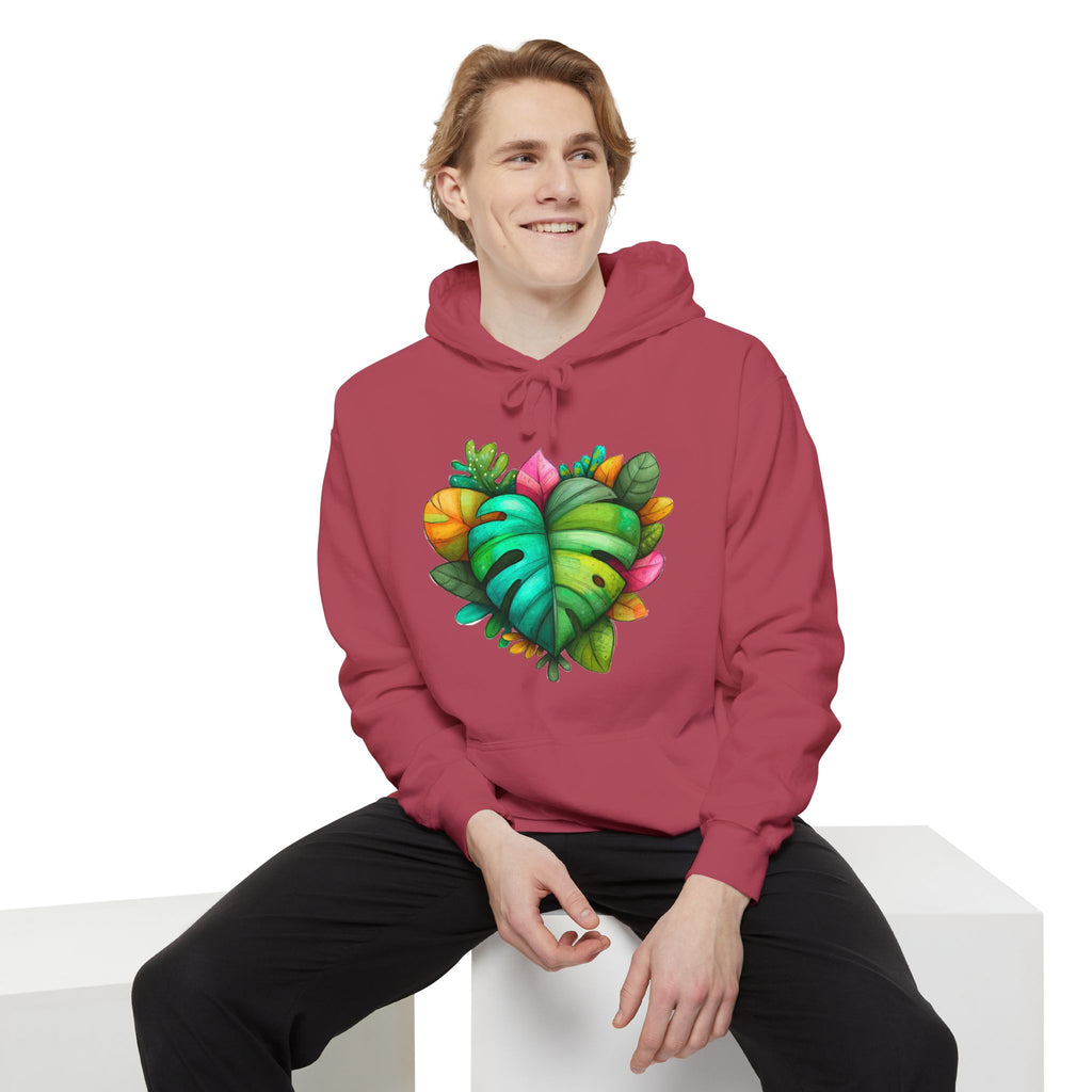Leaf Heart Hoodie — Tropical Botanical Graphic Sweatshirt