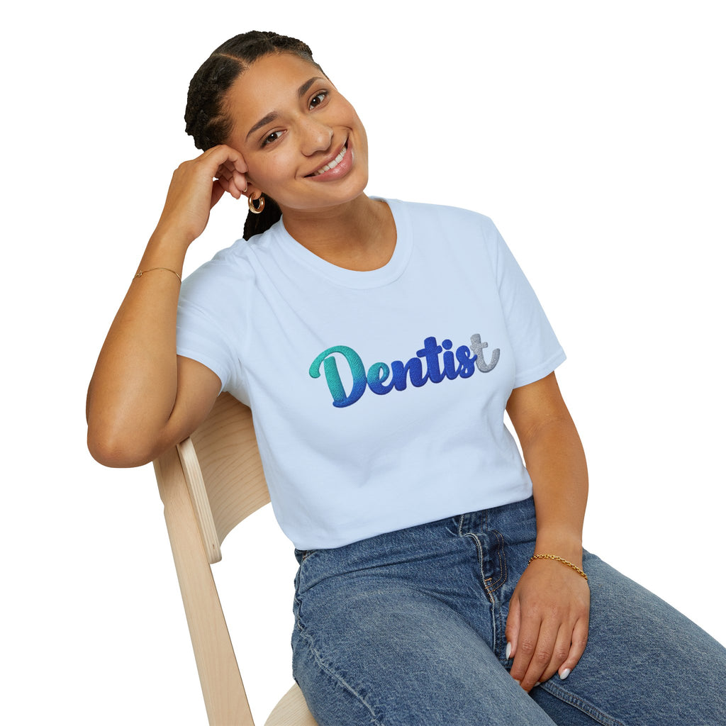 T-shirt dentiste — T-shirt script dentaire en dégradé pour hygiénistes et dentistes