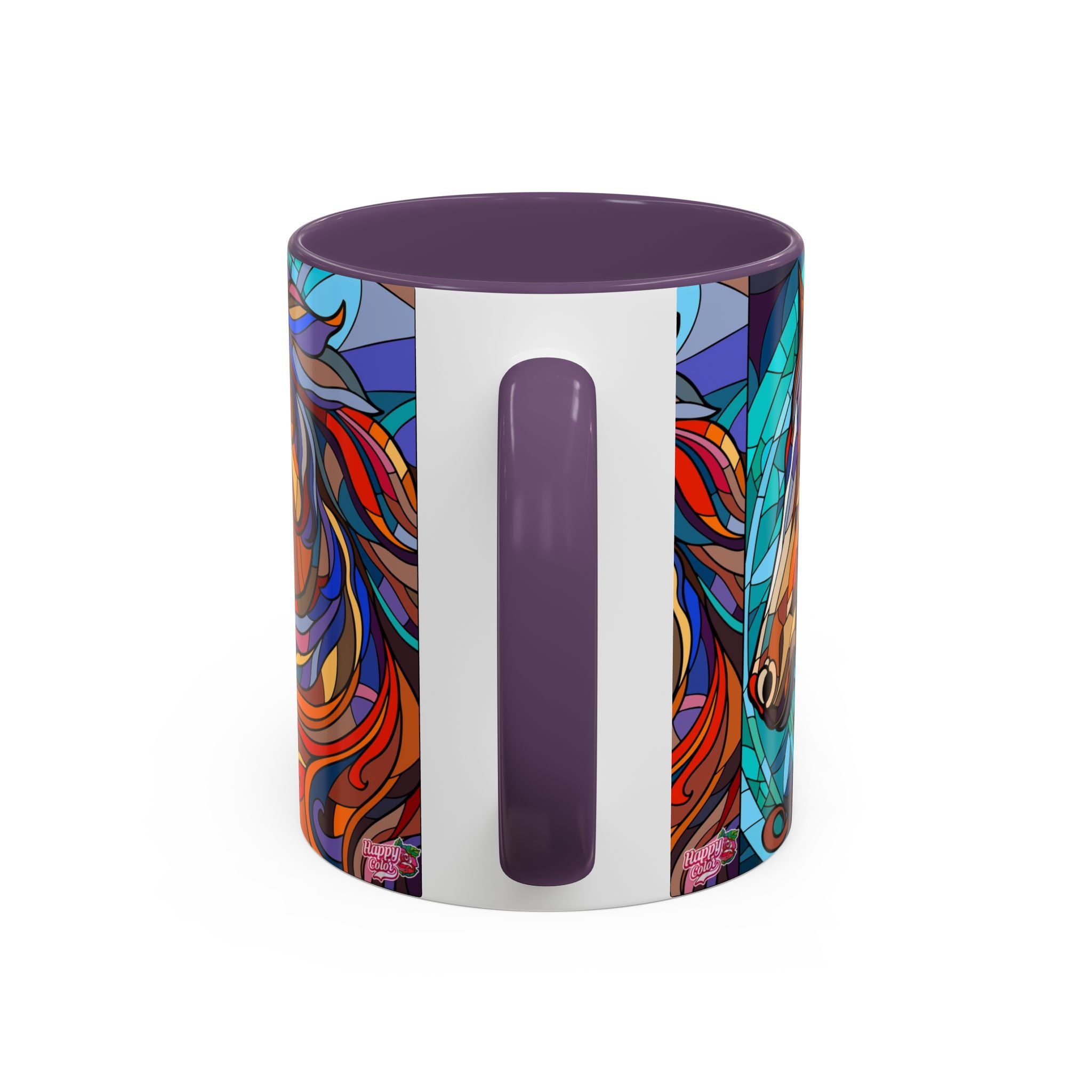 Stained Glass Horse Accent Coffee Mug – Colorful Equine Art (11/15 oz)