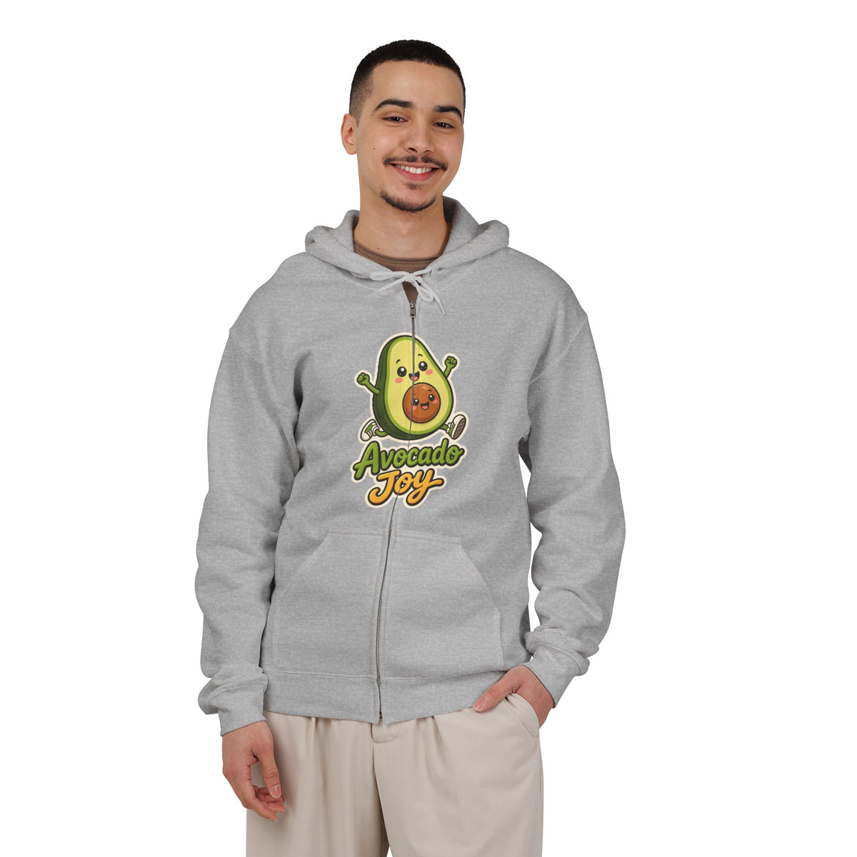 Avocado Joy Graphic Zip-Up Hoodie – Unisex