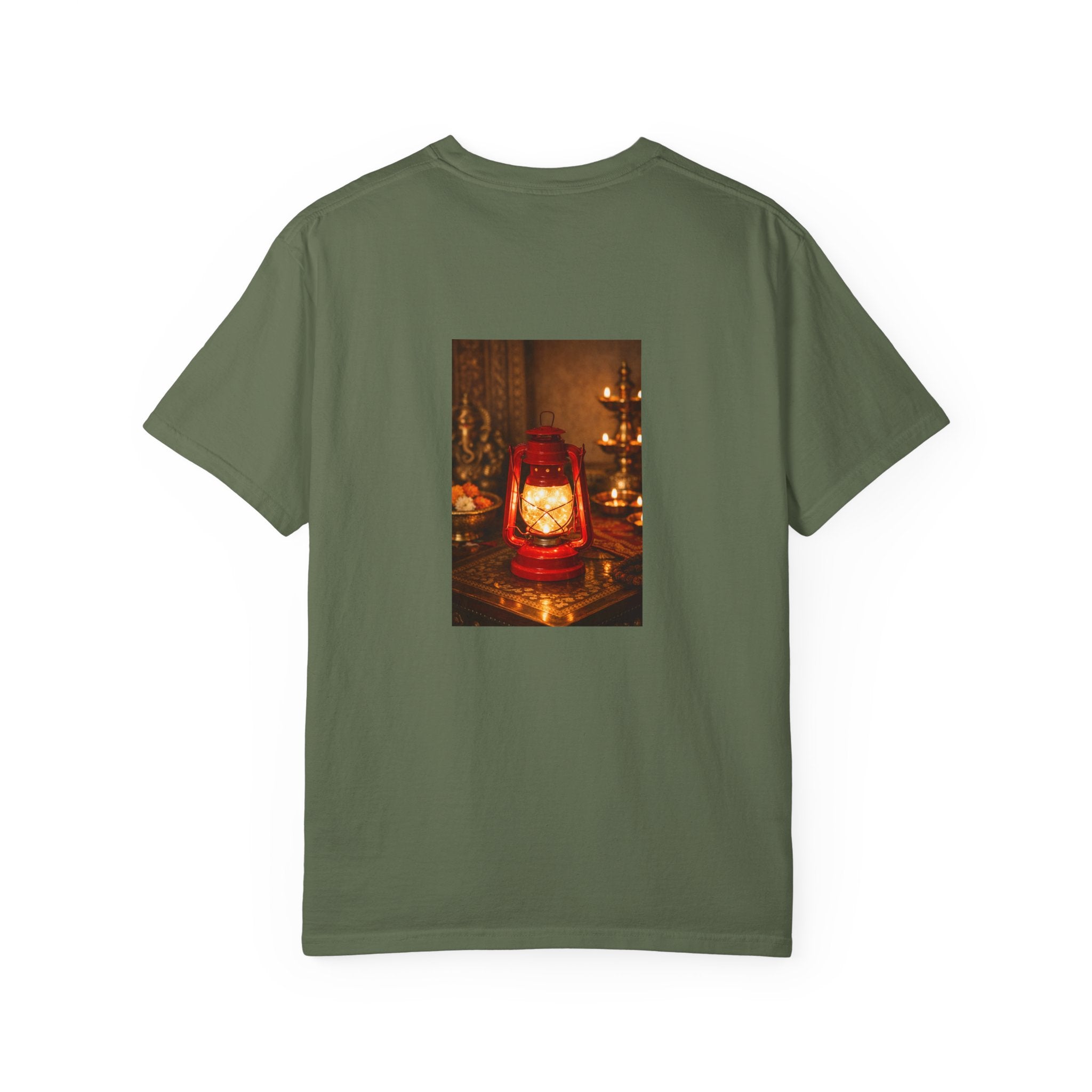 Lantern Altar T-Shirt — Vintage Oil Lantern Prayer Tee