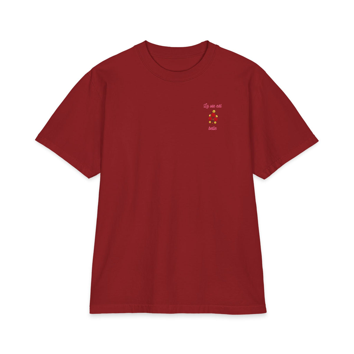 T-shirt floral La Vie Est Belle — T-shirt graphique avec citation française