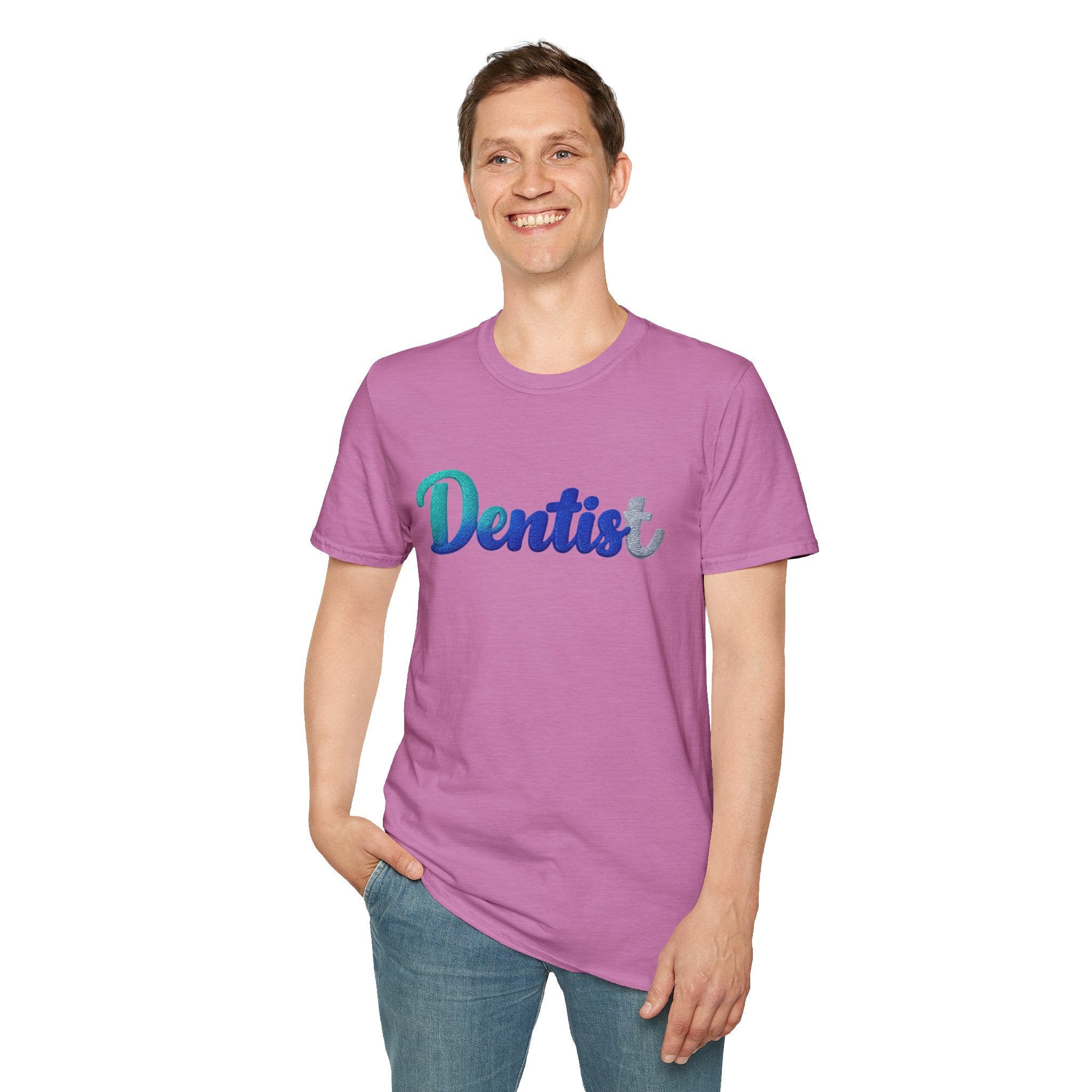 T-shirt dentiste — T-shirt script dentaire en dégradé pour hygiénistes et dentistes