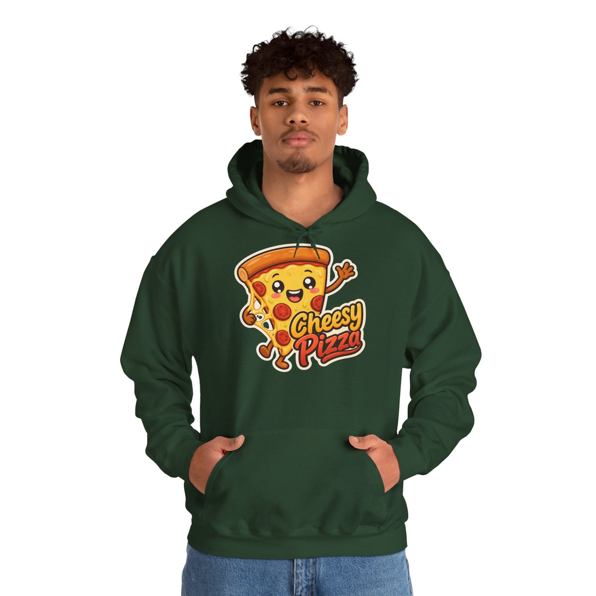 Cheesy Pizza Graphic Pullover Hoodie – Unisex