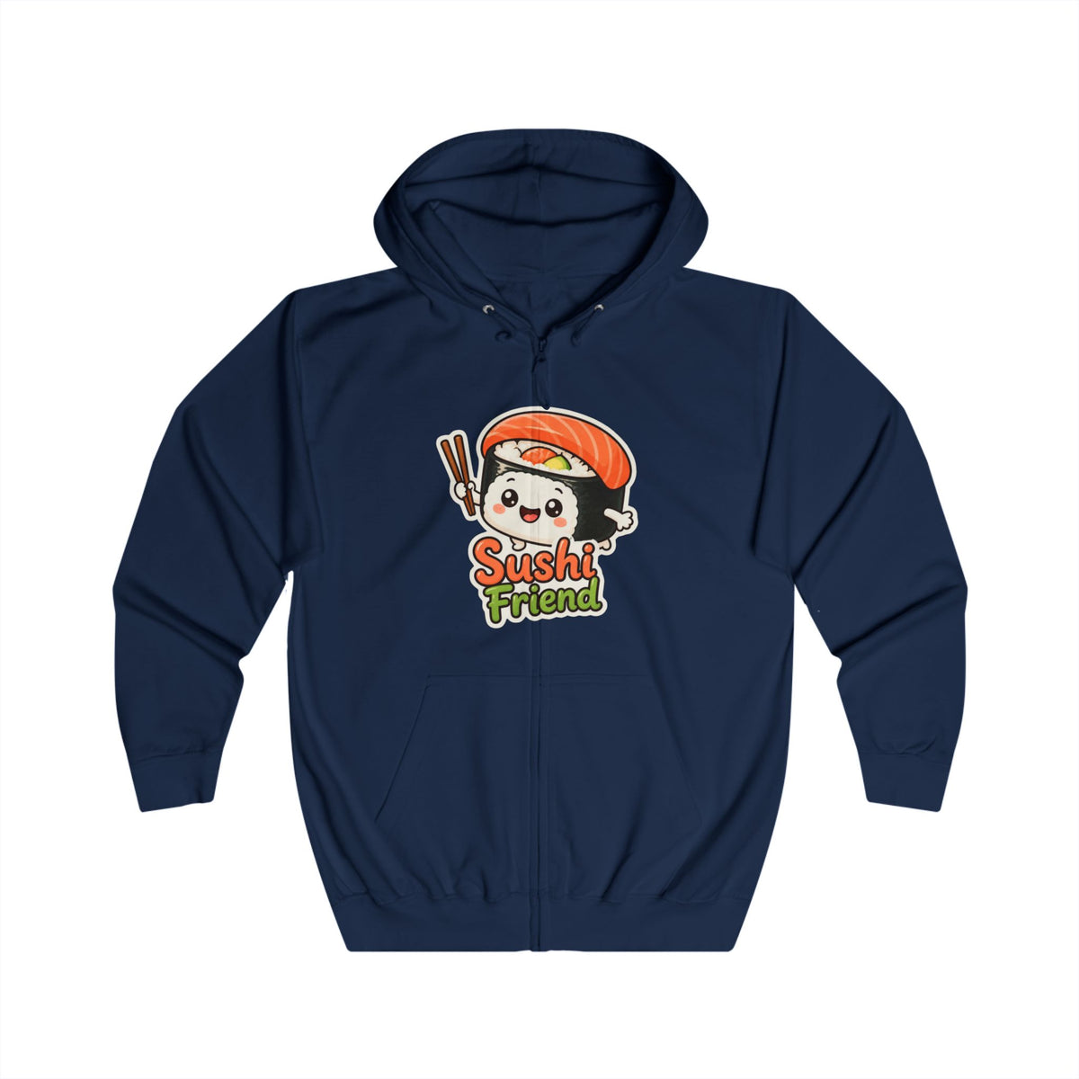 Sushi Friend Graphic Zip-Up Hoodie – Unisex