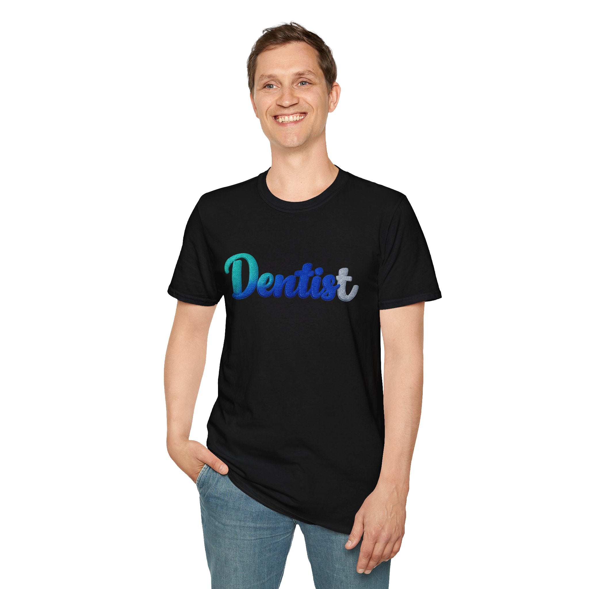 T-shirt dentiste — T-shirt script dentaire en dégradé pour hygiénistes et dentistes