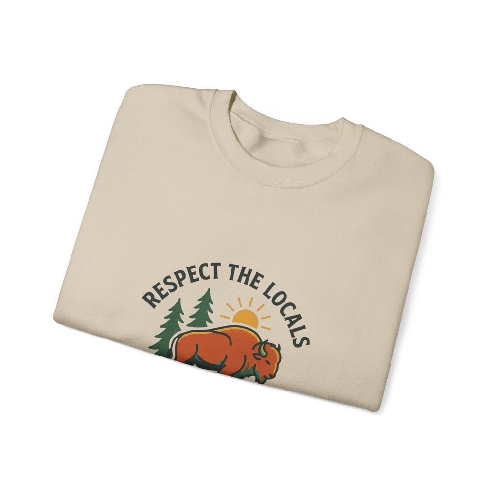 Respect the Locals Buffalo Crewneck Sweatshirt | Protect Our National Parks, hiking