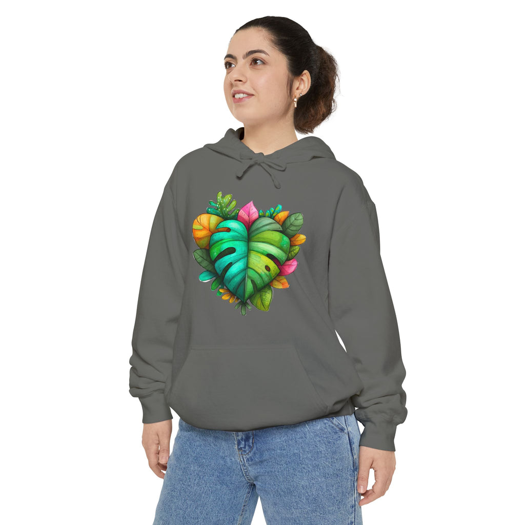 Leaf Heart Hoodie — Tropical Botanical Graphic Sweatshirt
