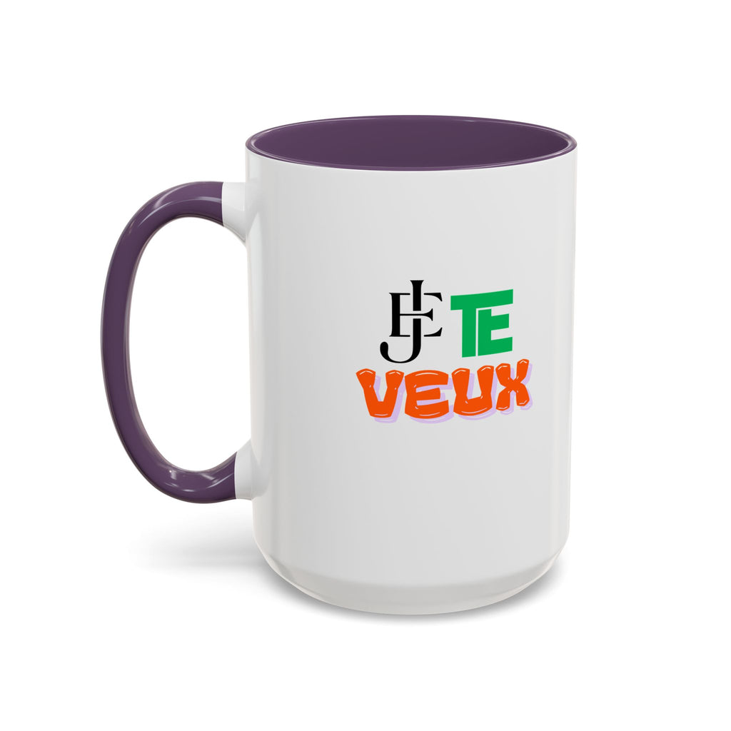 French Phrase Accent Mug — "Je Te Veux" Colorful Ceramic Coffee Mug (11/15oz)