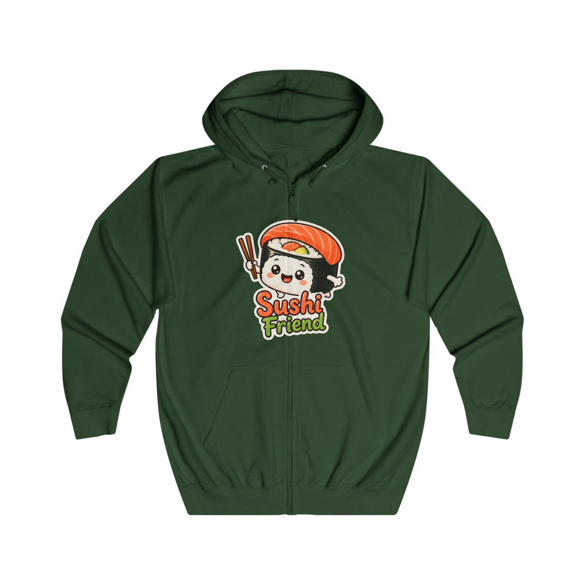 Sushi Friend Graphic Zip-Up Hoodie – Unisex