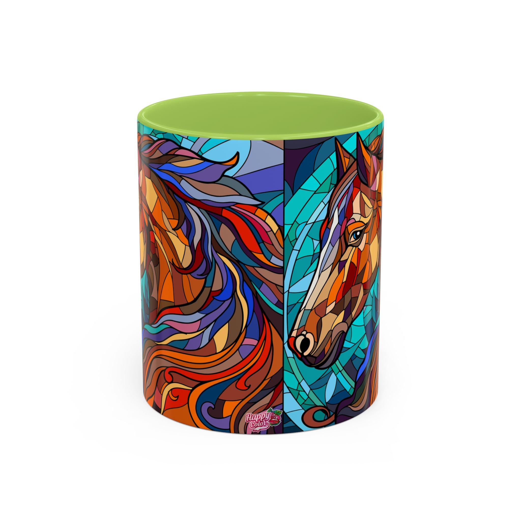 Stained Glass Horse Accent Coffee Mug – Colorful Equine Art (11/15 oz)