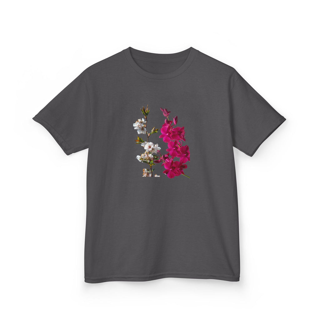Kids Floral Tee — Pink Bougainvillea Graphic Cotton Shirt
