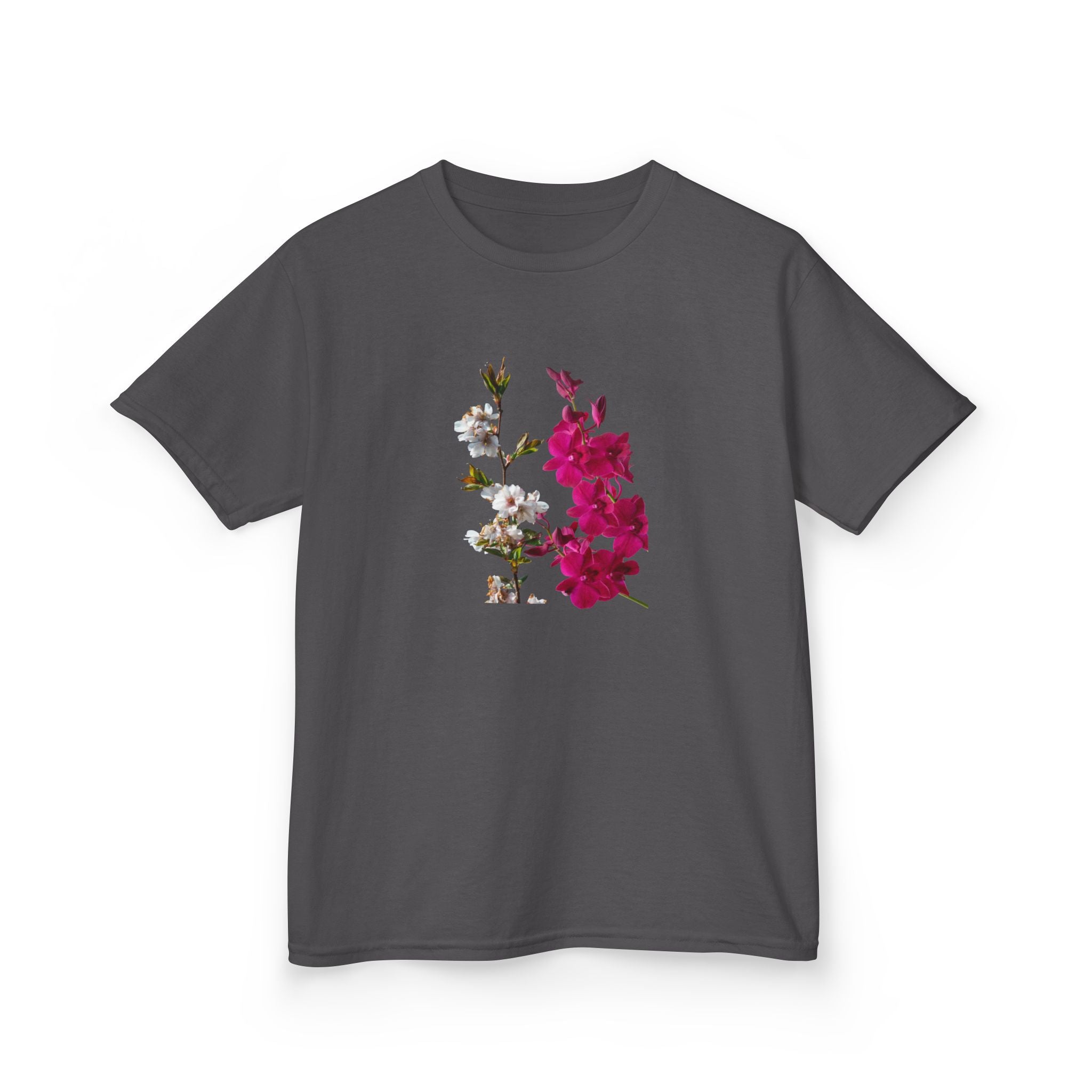 Kids Floral Tee — Pink Bougainvillea Graphic Cotton Shirt