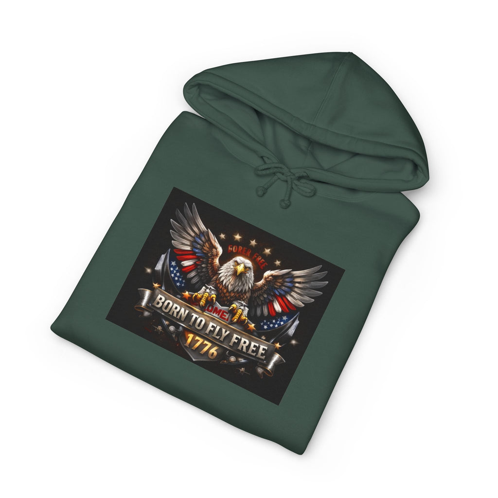 Patriotic Eagle Hoodie - "Born to Be Free 1776" American Flag Sweatshirt