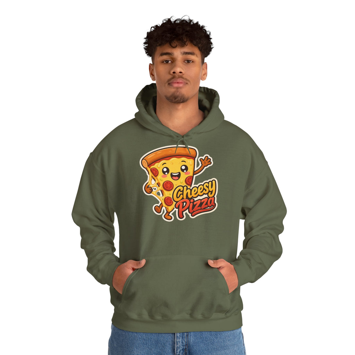 Cheesy Pizza Graphic Pullover Hoodie – Unisex