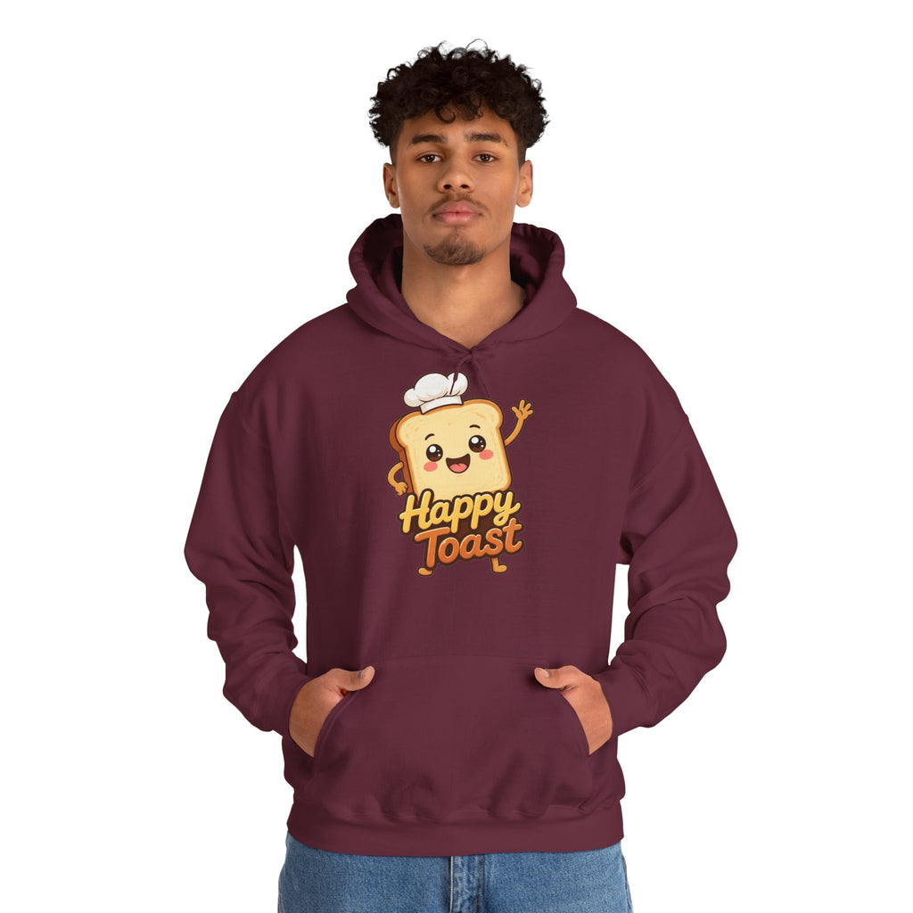 Happy Toast Cartoon Graphic Hoodie – Unisex Pullover