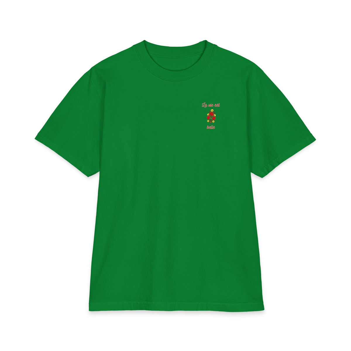 T-shirt floral La Vie Est Belle — T-shirt graphique avec citation française