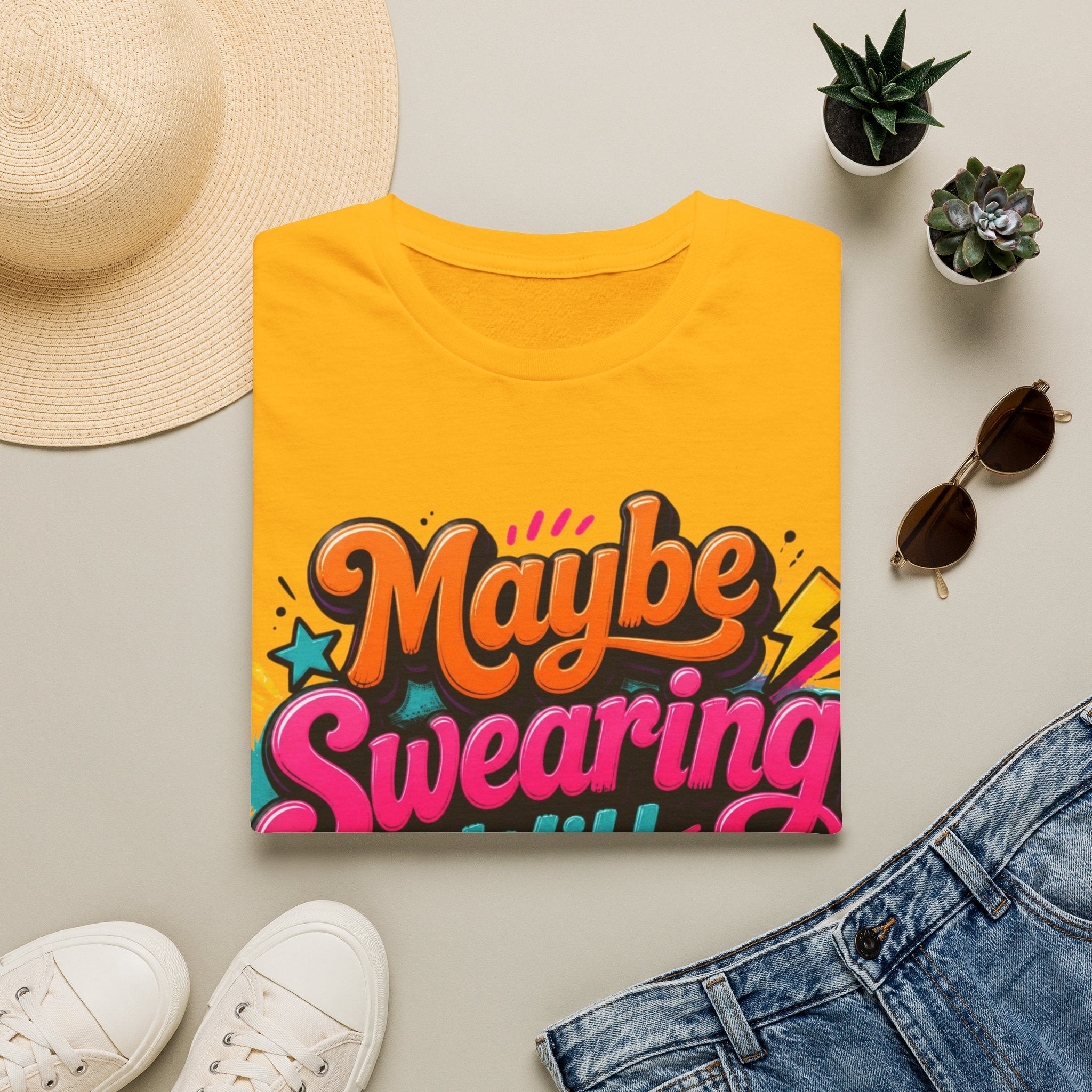 Maybe Swearing Will Help T-Shirt — Funny Retro Graphic Tee