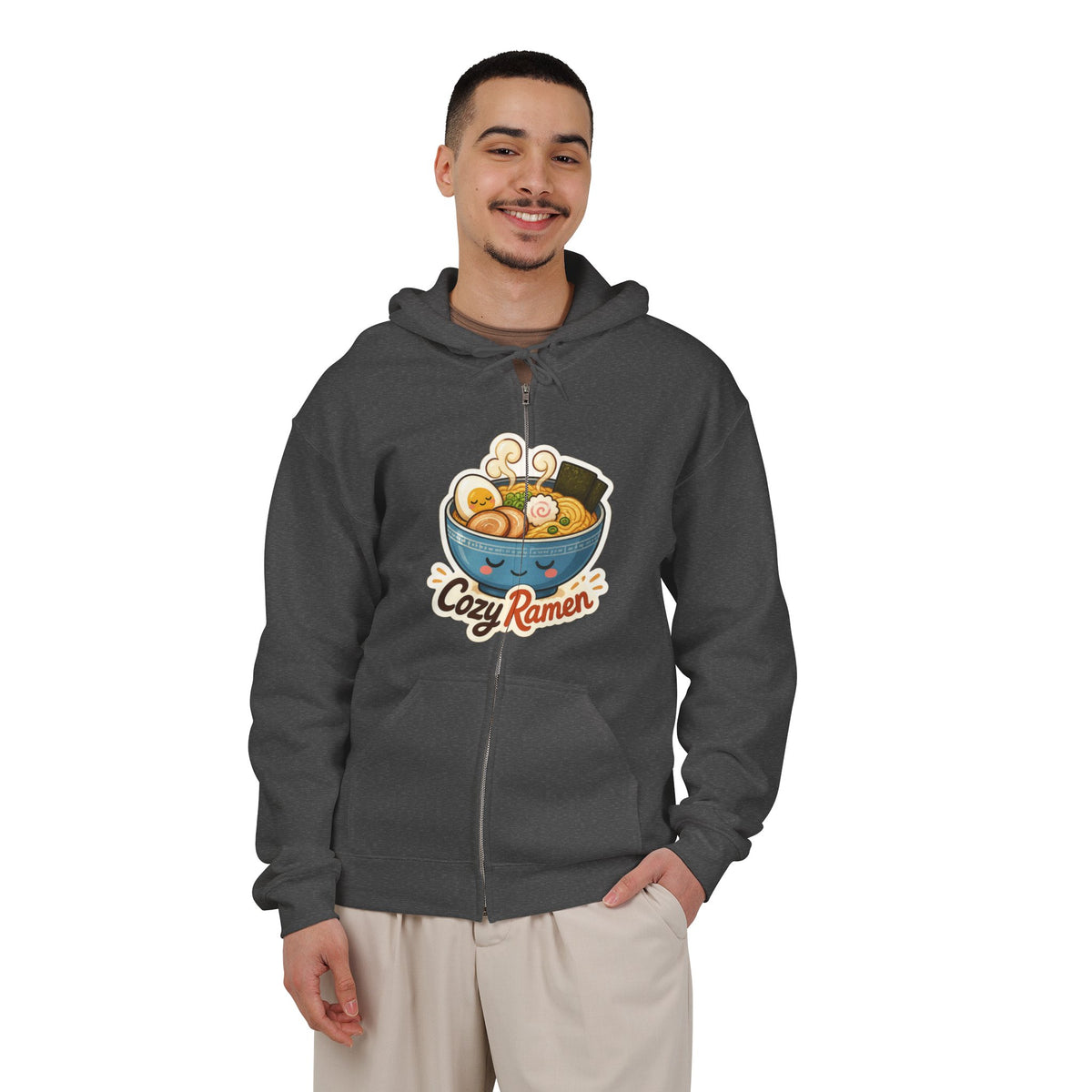 Cozy Ramen Graphic Zip-Up Hoodie – Unisex