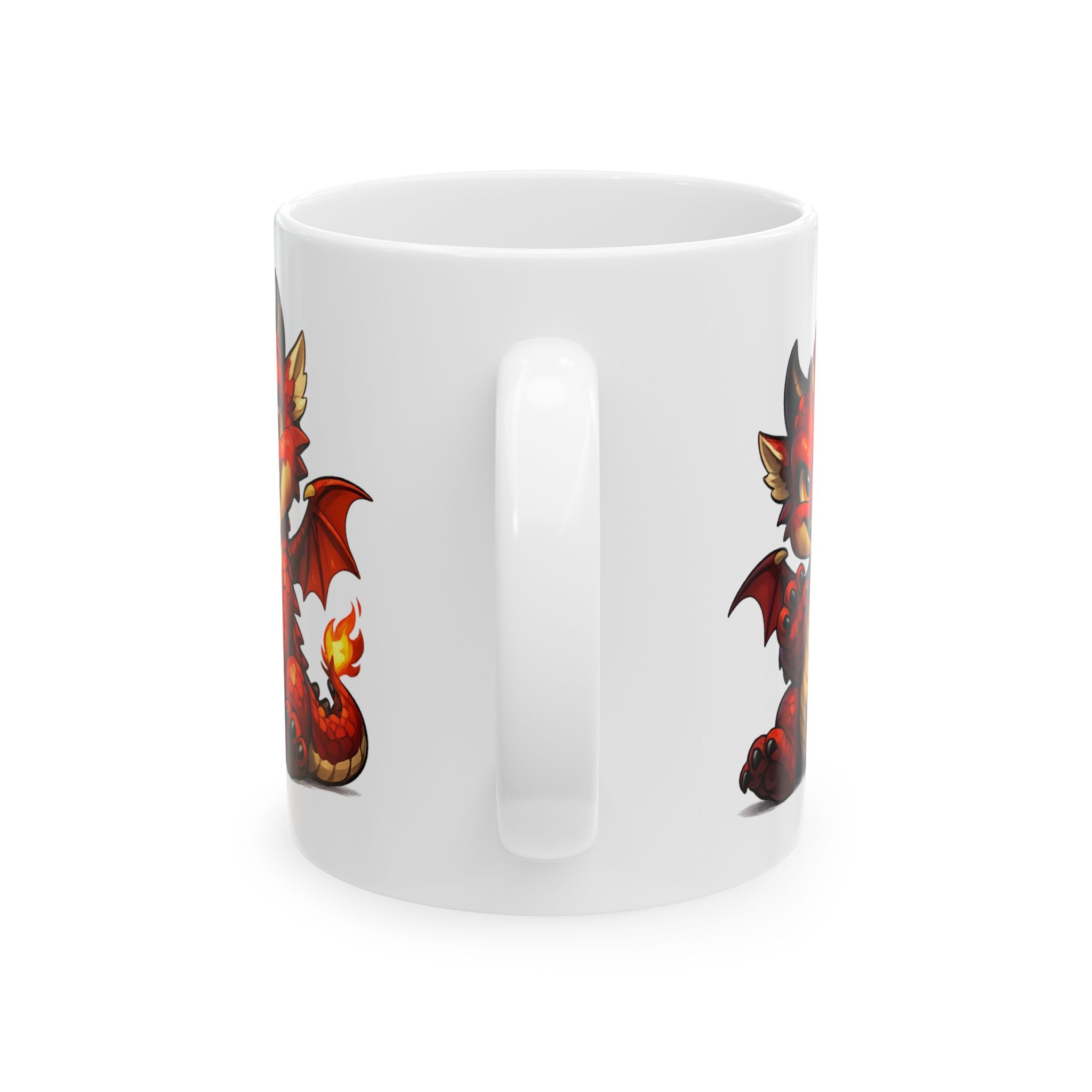Red Baby Dragon Ceramic Mug — Cute Fantasy Coffee Cup (11oz & 15oz)
