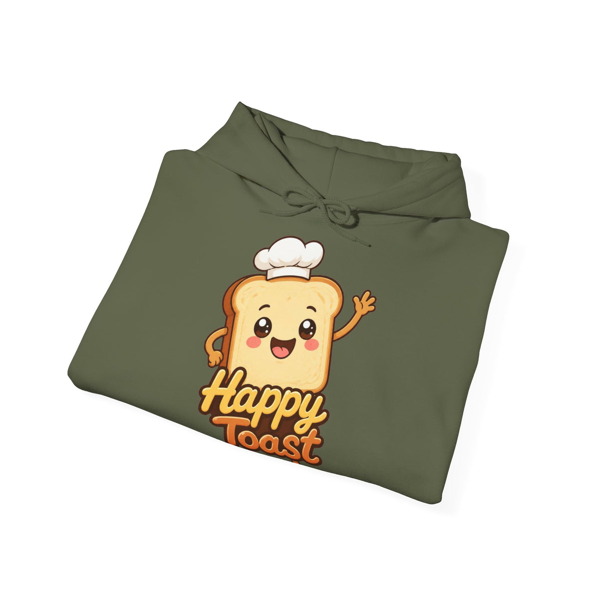 Happy Toast Cartoon Graphic Hoodie – Unisex Pullover