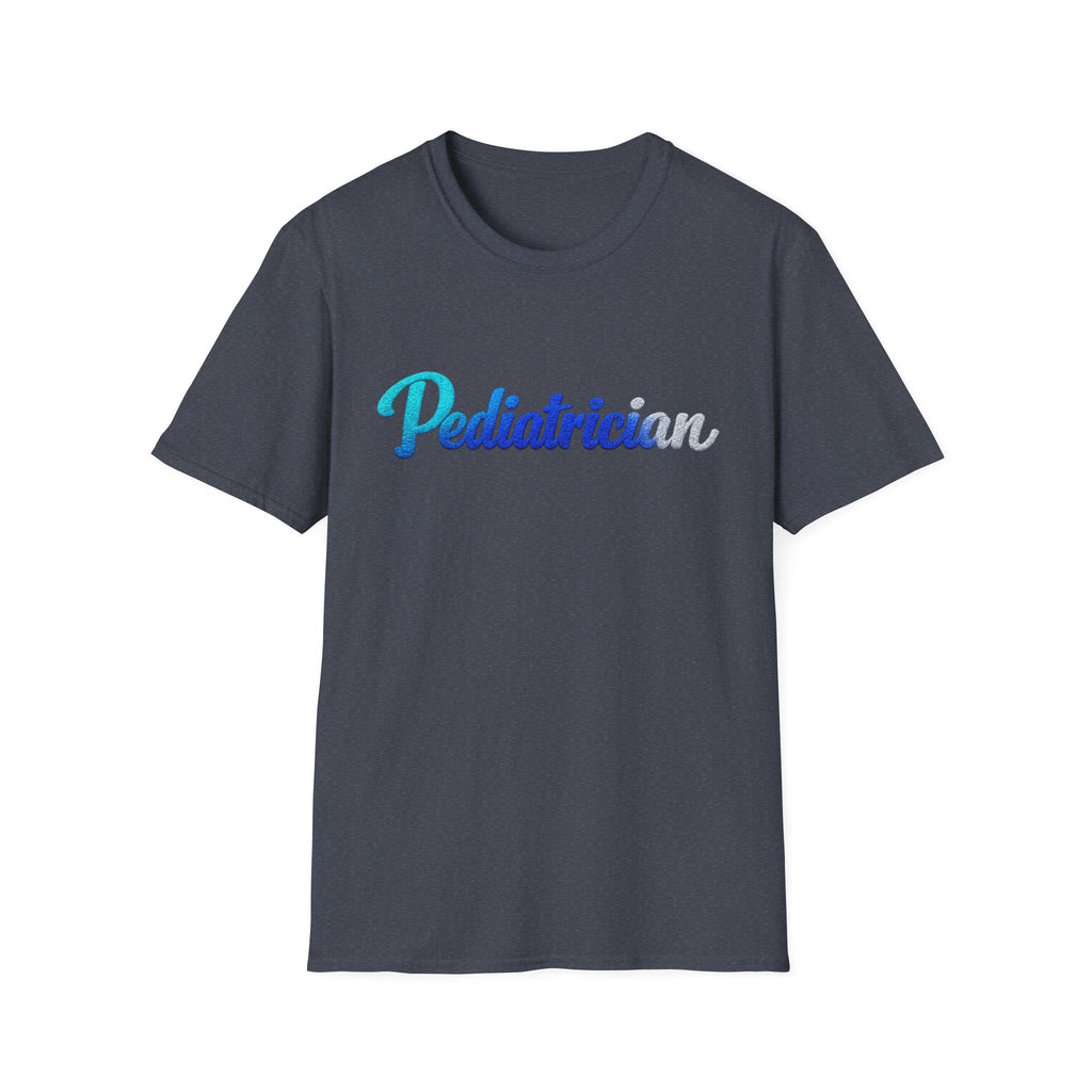 Pediatrician Script Tee — Blue Gradient Pediatric Doctor Shirt