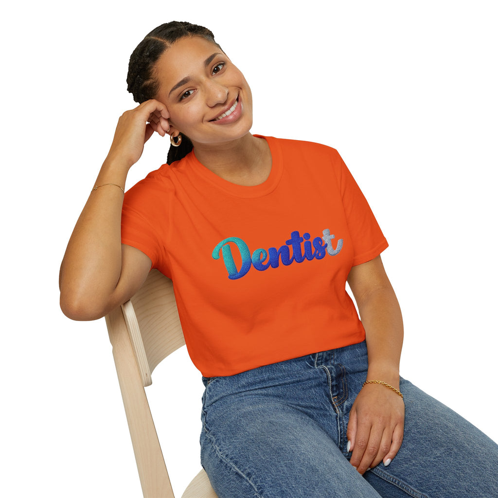T-shirt dentiste — T-shirt script dentaire en dégradé pour hygiénistes et dentistes