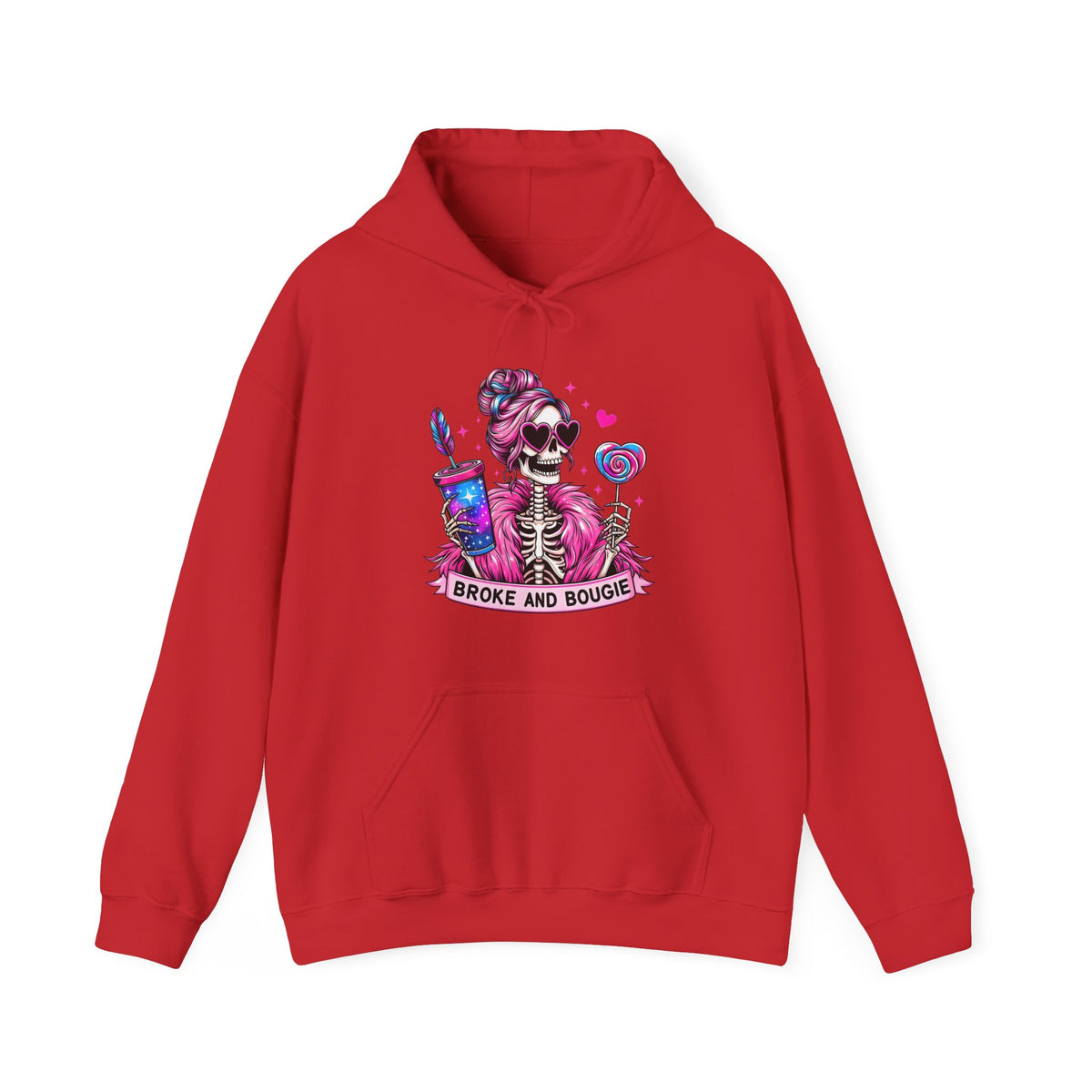 Sweat à capuche Broke and Bougie avec squelette - Sweat-shirt graphique mignon avec crâne rose