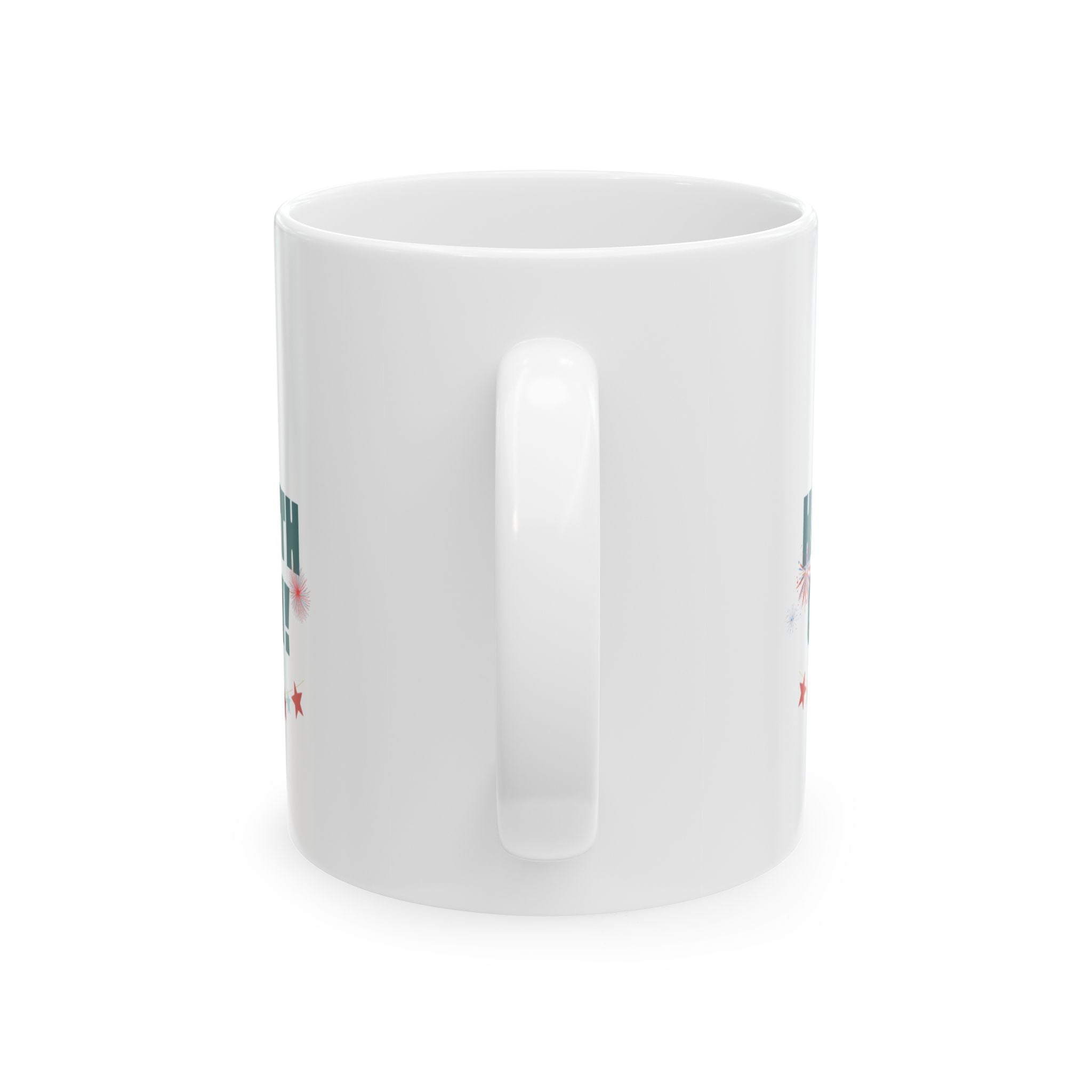 4th of July Ceramic Mug – "Happy 4th of July!" Patriotic Stars & Fireworks Coffee Cup (11oz/15oz)