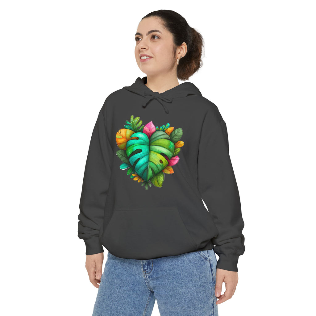 Leaf Heart Hoodie — Tropical Botanical Graphic Sweatshirt