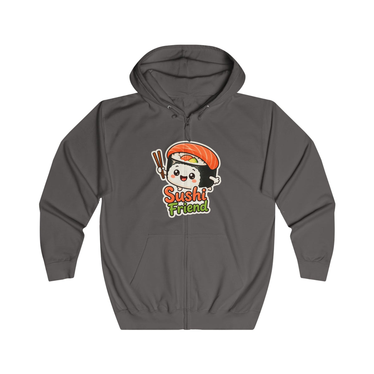 Sushi Friend Graphic Zip-Up Hoodie – Unisex