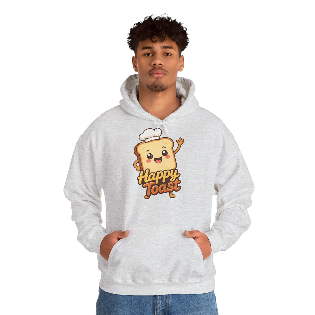 Happy Toast Cartoon Graphic Hoodie – Unisex Pullover