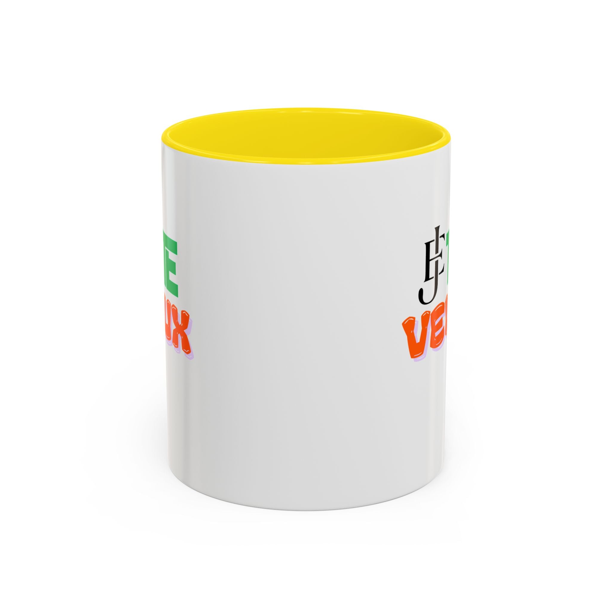French Phrase Accent Mug — "Je Te Veux" Colorful Ceramic Coffee Mug (11/15oz)