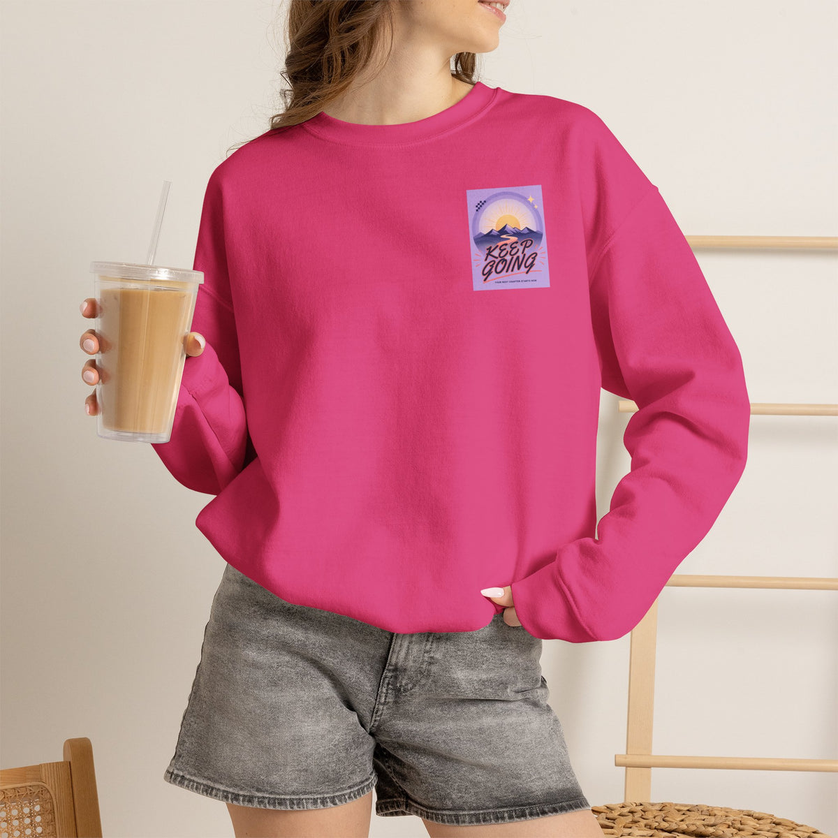 Keep Going Mountain Graphic Crewneck Sweatshirt