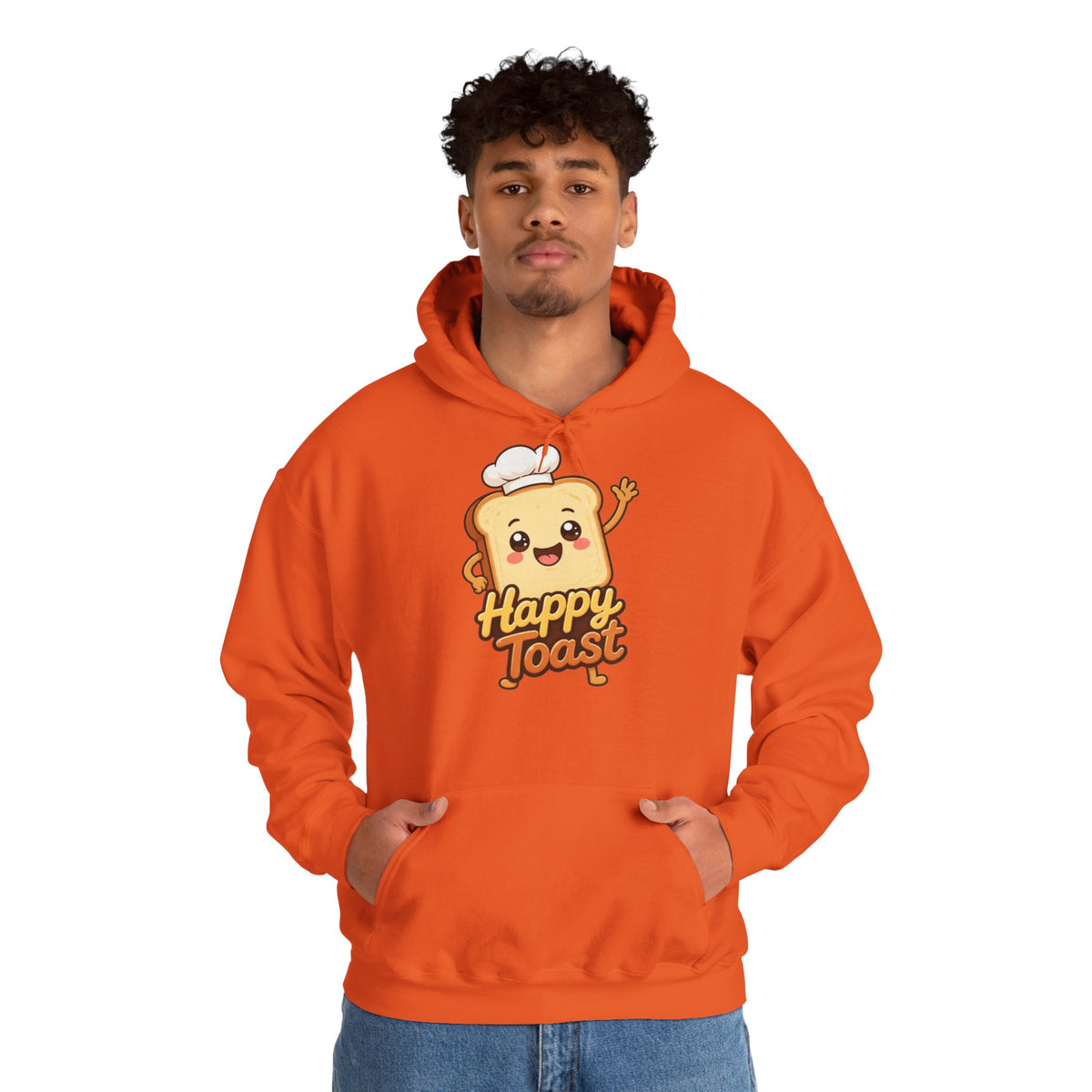 Happy Toast Cartoon Graphic Hoodie – Unisex Pullover
