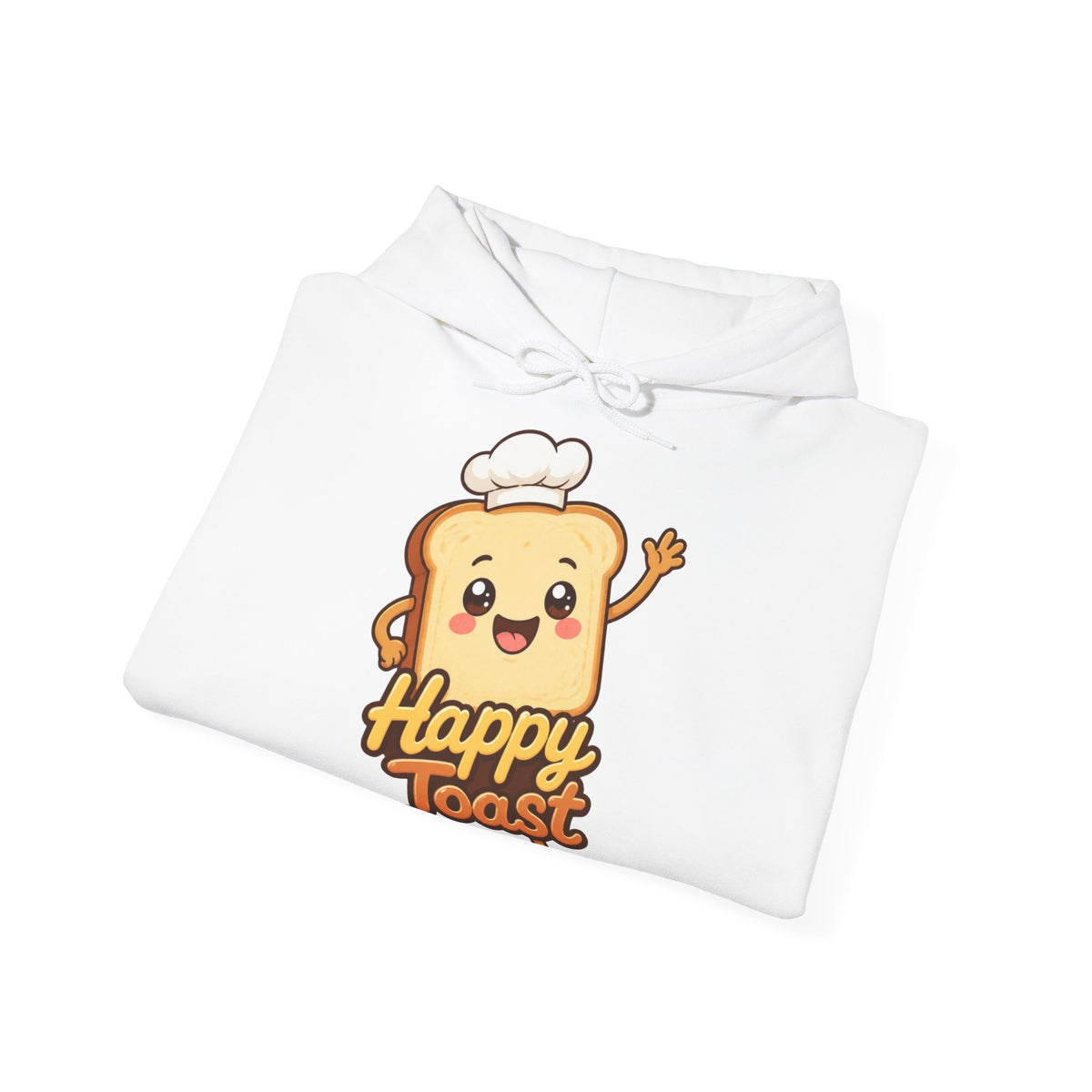 Happy Toast Cartoon Graphic Hoodie – Unisex Pullover