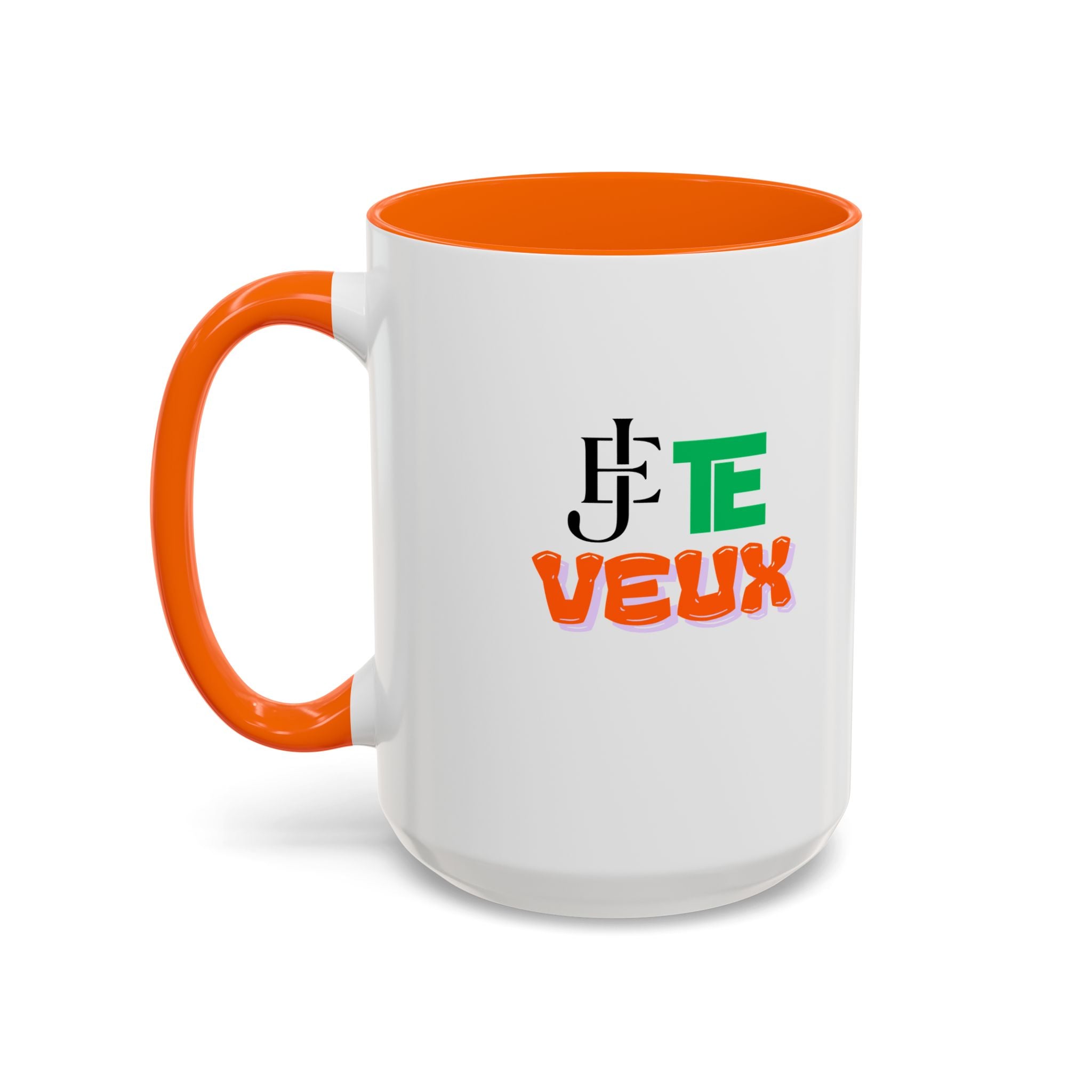 French Phrase Accent Mug — "Je Te Veux" Colorful Ceramic Coffee Mug (11/15oz)