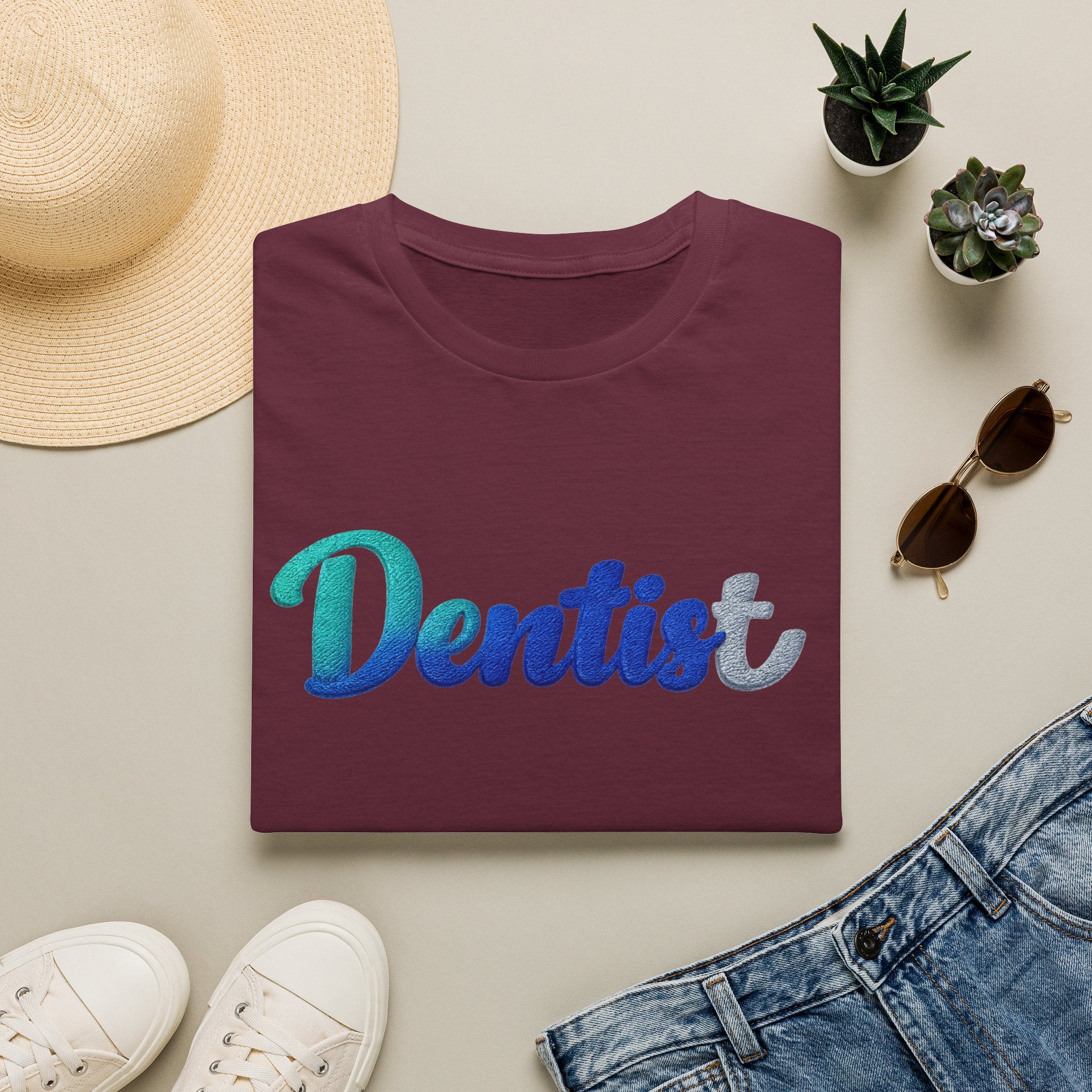 Dentist T-Shirt — Gradient Script Dental Tee for Hygienists & Dentists