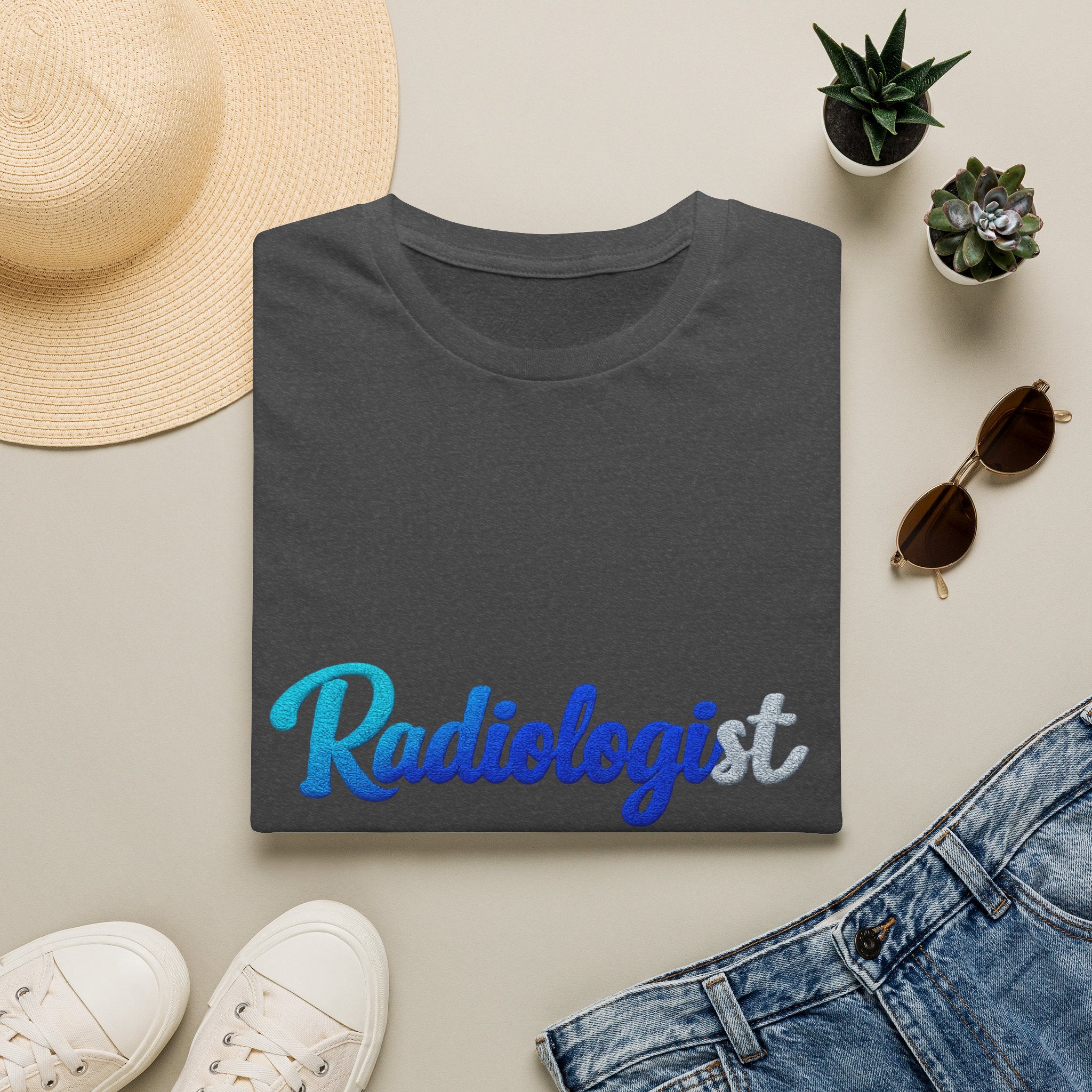 Radiologist Script T-Shirt — Gradient Blue Medical Tech Tee