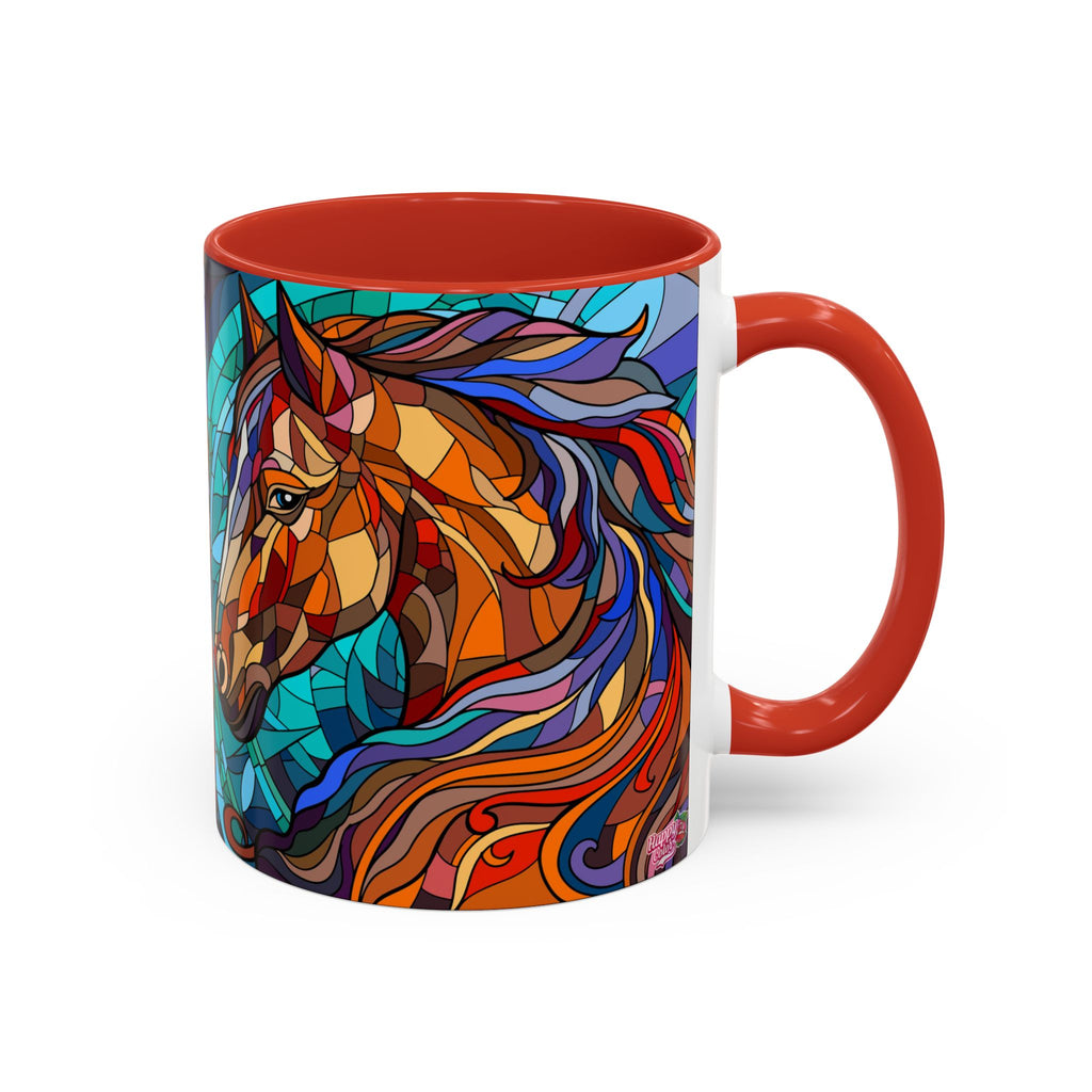 Stained Glass Horse Accent Coffee Mug – Colorful Equine Art (11/15 oz)