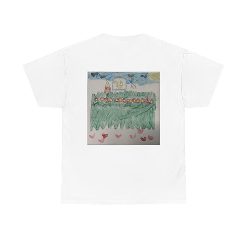 Hand-Drawn Garden & Hearts Graphic T-Shirt – Front & Back Print