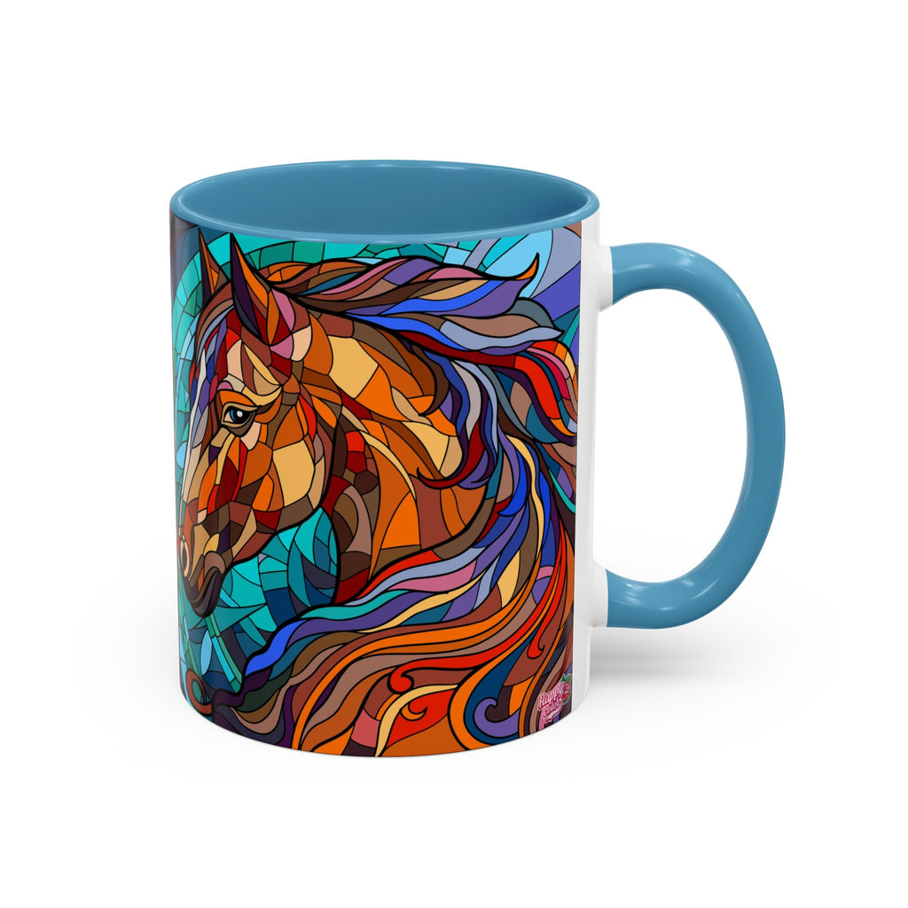 Stained Glass Horse Accent Coffee Mug – Colorful Equine Art (11/15 oz)