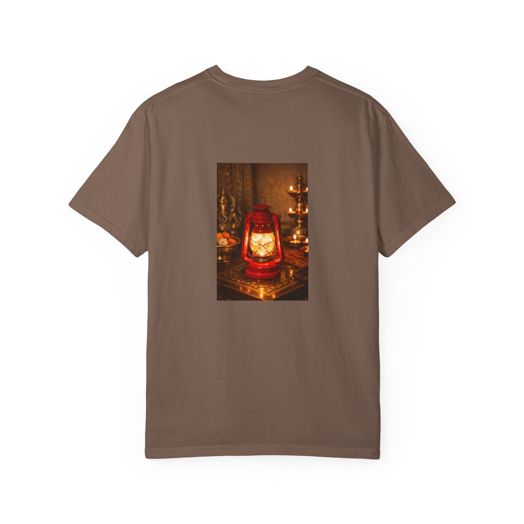 Lantern Altar T-Shirt — Vintage Oil Lantern Prayer Tee