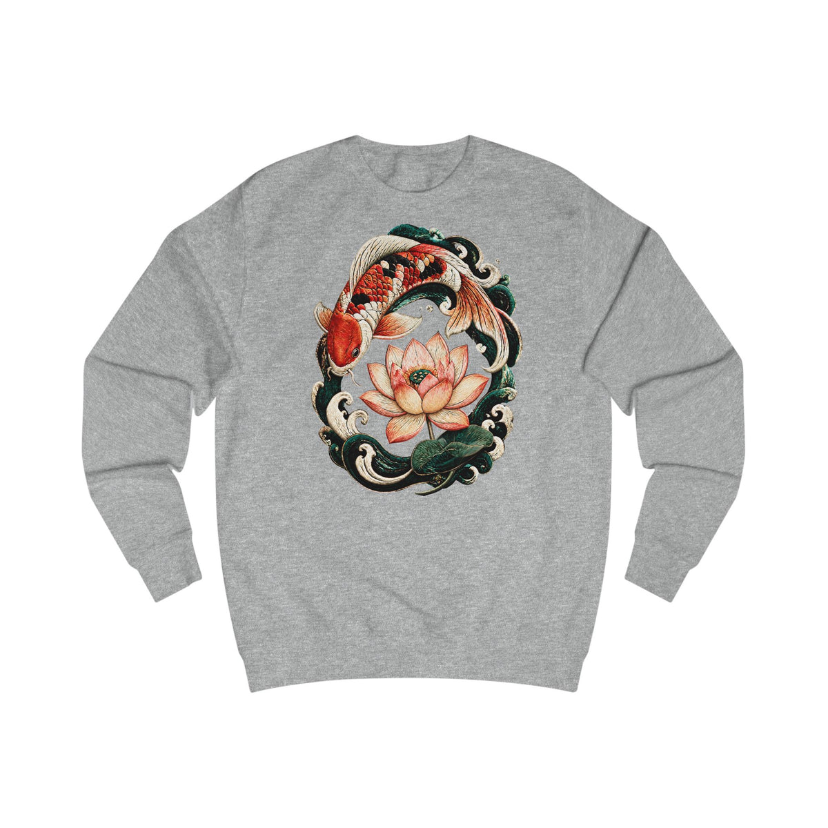 Sweat-shirt avec poissons koï et fleur de lotus