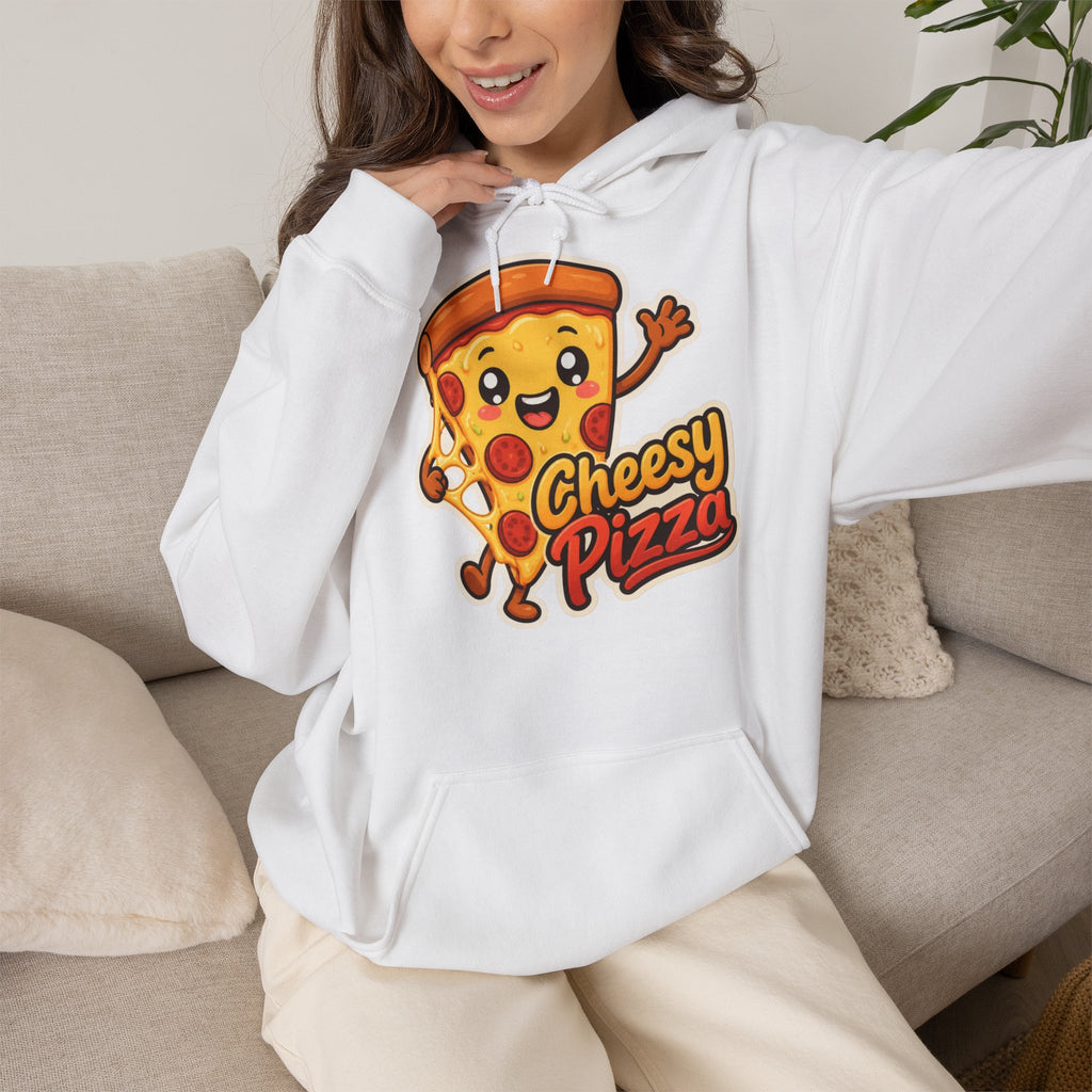 Cheesy Pizza Graphic Pullover Hoodie – Unisex