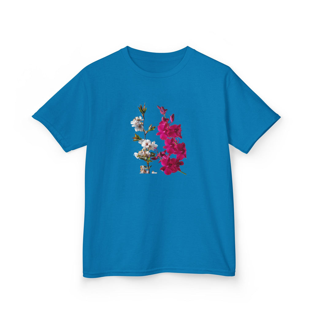 Kids Floral Tee — Pink Bougainvillea Graphic Cotton Shirt