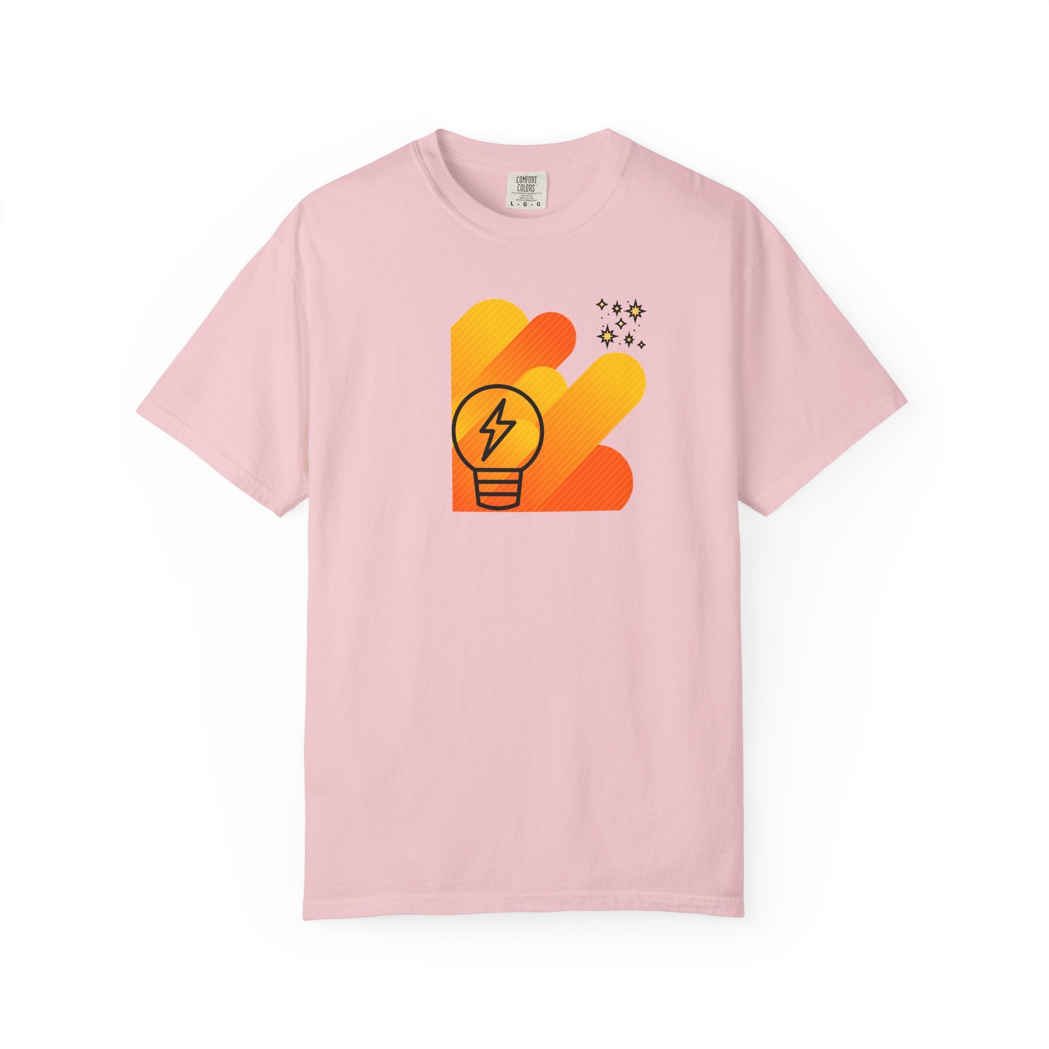 Idea Spark T-Shirt — Retro Orange Lightbulb Graphic Tee